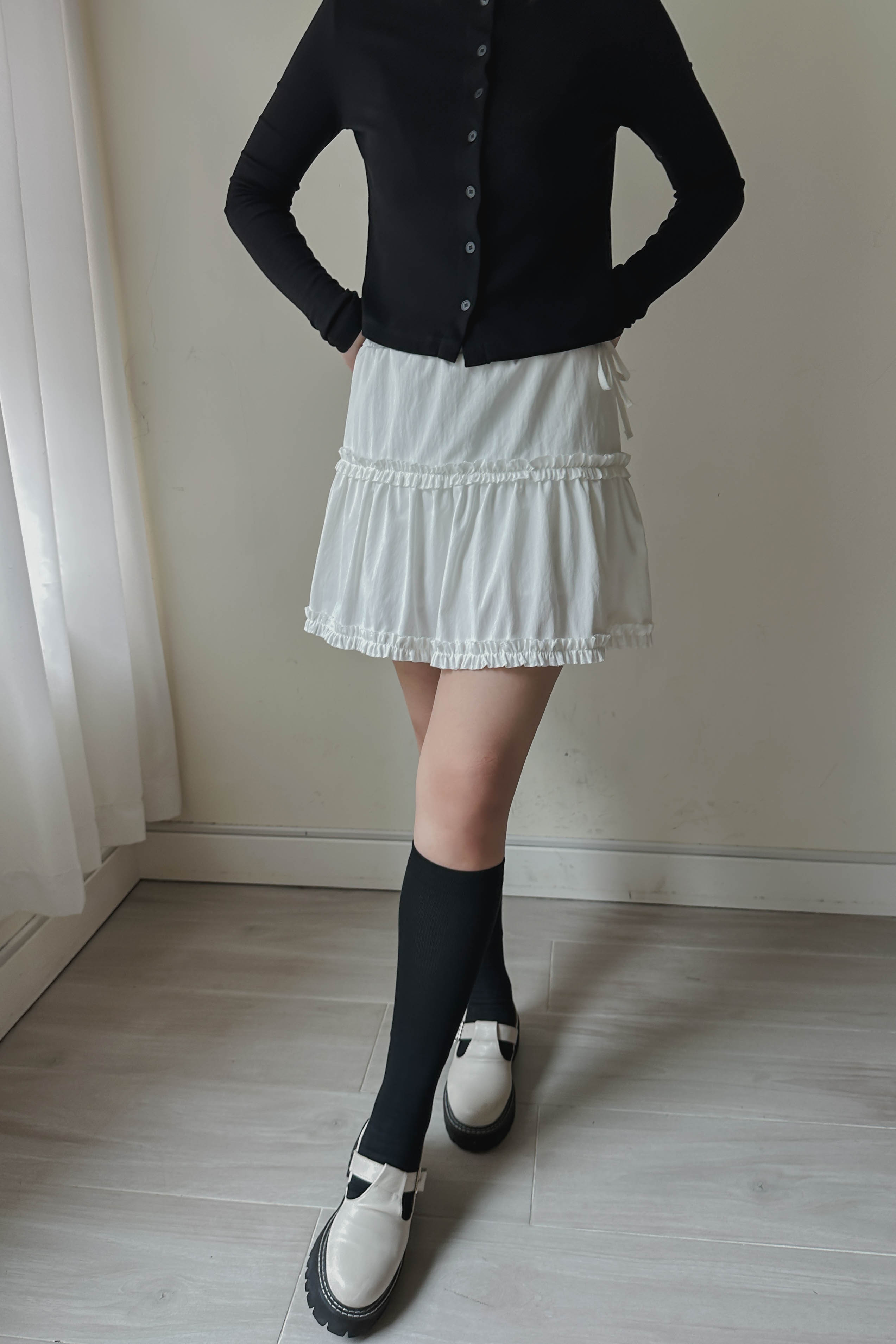 荷葉邊半身短裙 [✓防走光安全褲] (兩色入)