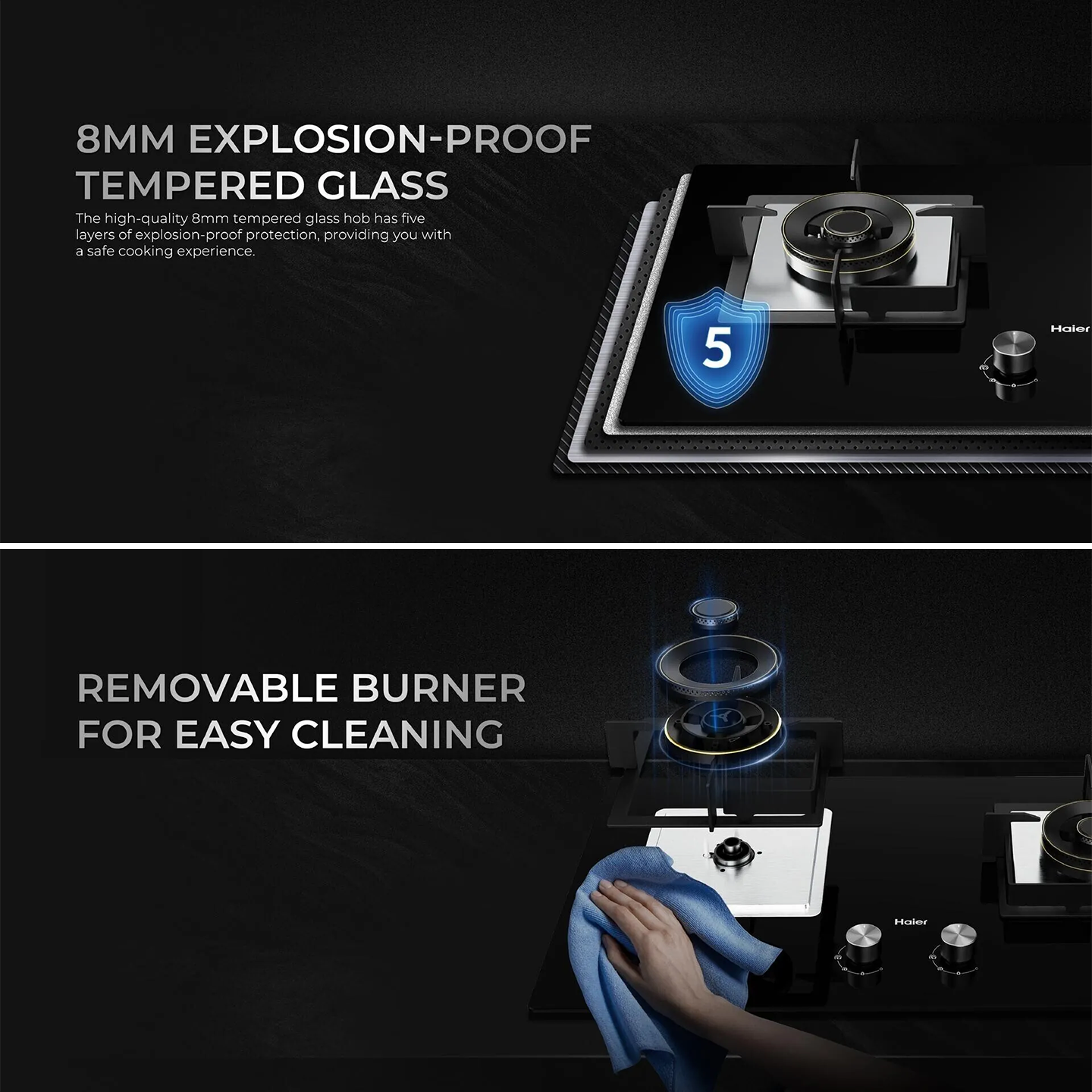 Haier 2-Burner Built-in Gas Hob (HC-Q68266B)