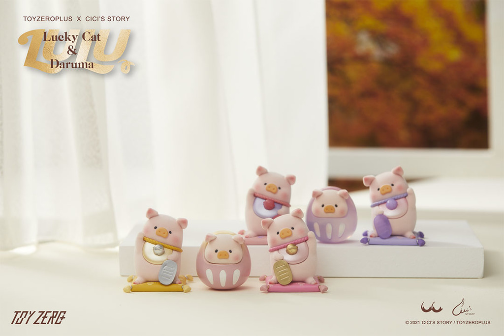 香港 TOYZEROPLUS LuLu豬 Lucky Cat& Daruma 招財貓 達摩