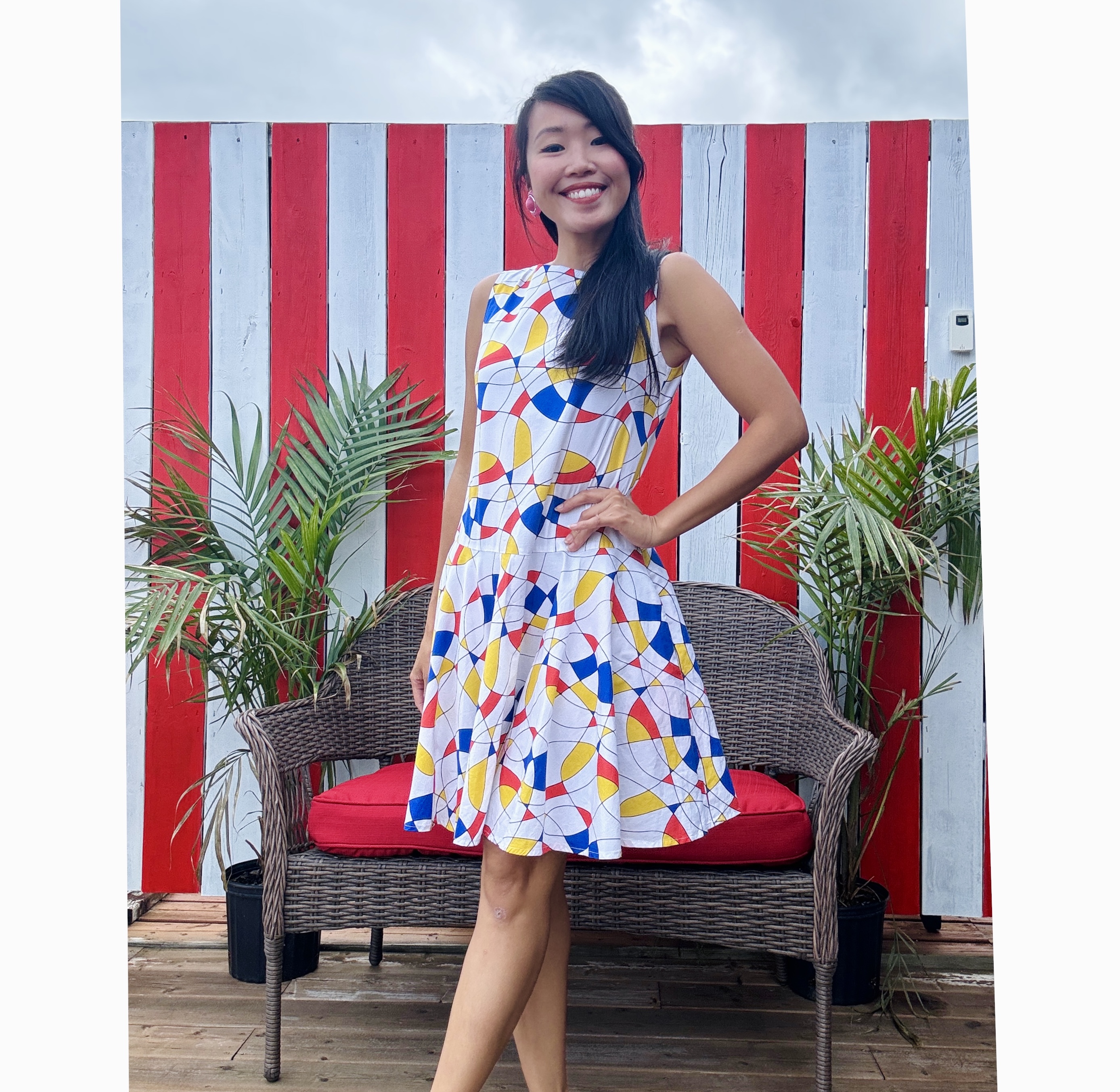 (Ready/Custom-Made) Mod 1960s Drop Waist Organic Cotton Swing Dress (FM215)