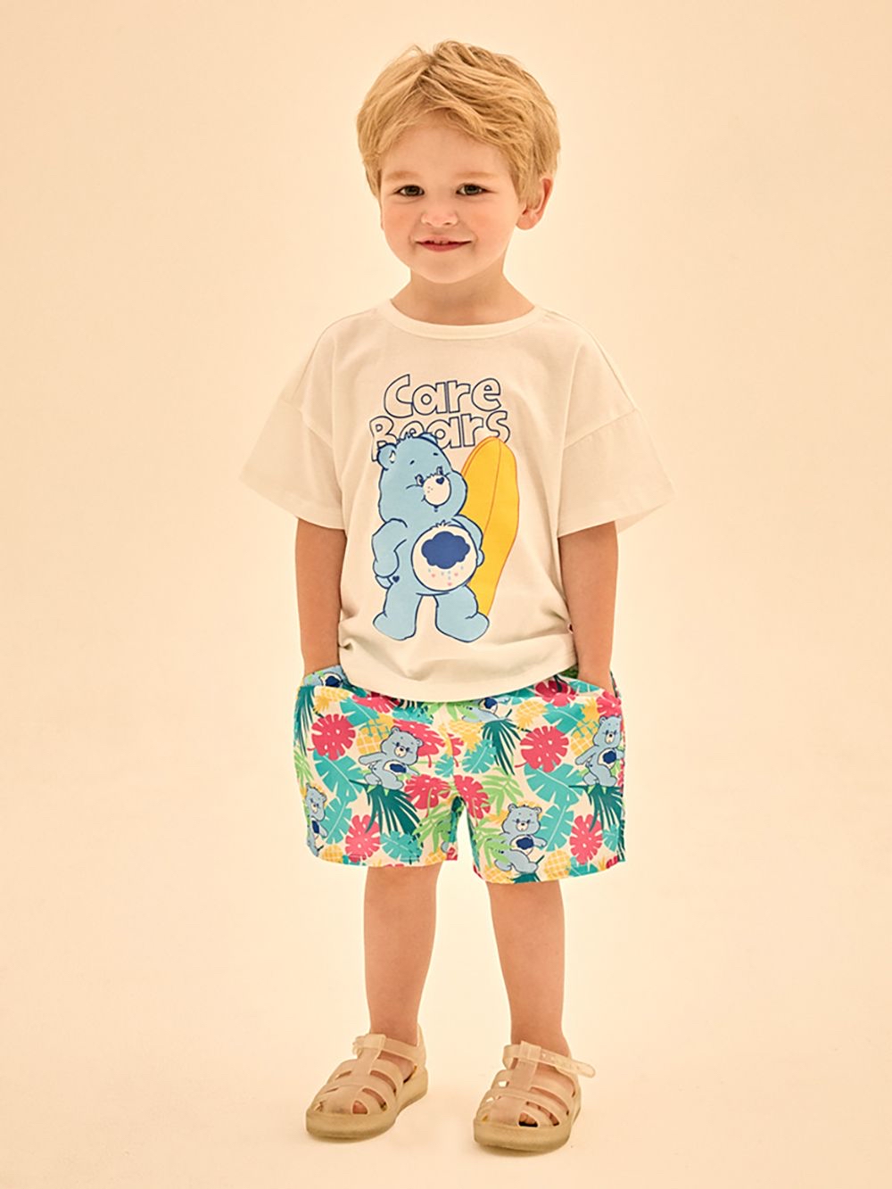 ☀️預訂 韓國直送☀️🇰🇷正版Care Bears沖浪暴躁小熊印花短袖上下套裝