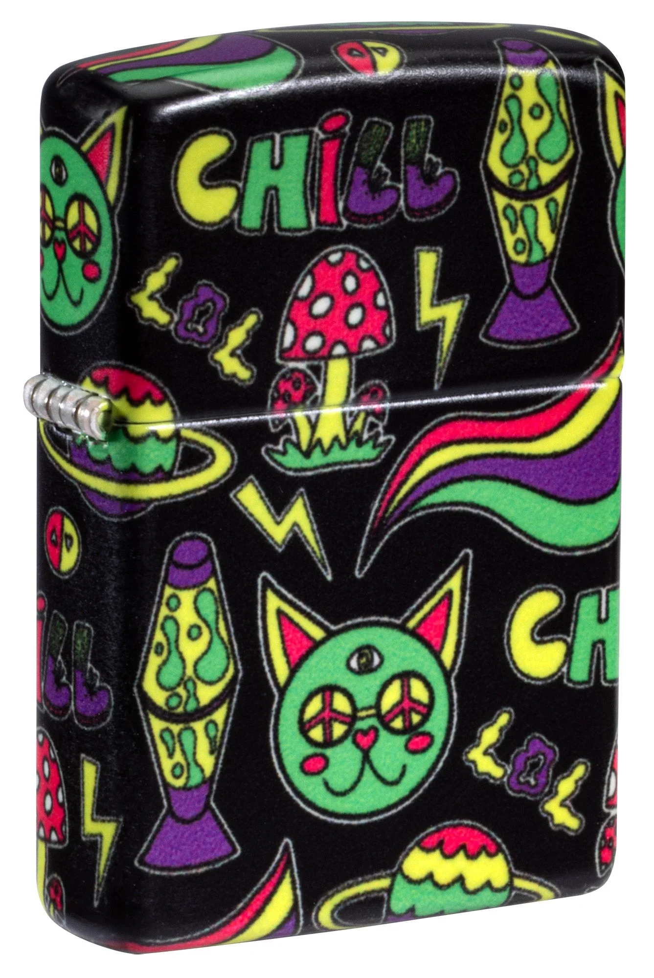 美國製造 | Zippo指定經銷商 Zippo 47114 發光 Chill 打火機 – 發光綠色迷幻融合 (熔岩與 groovy 圖案)  Glowing Chill Lighter Glow-in-the-Dark