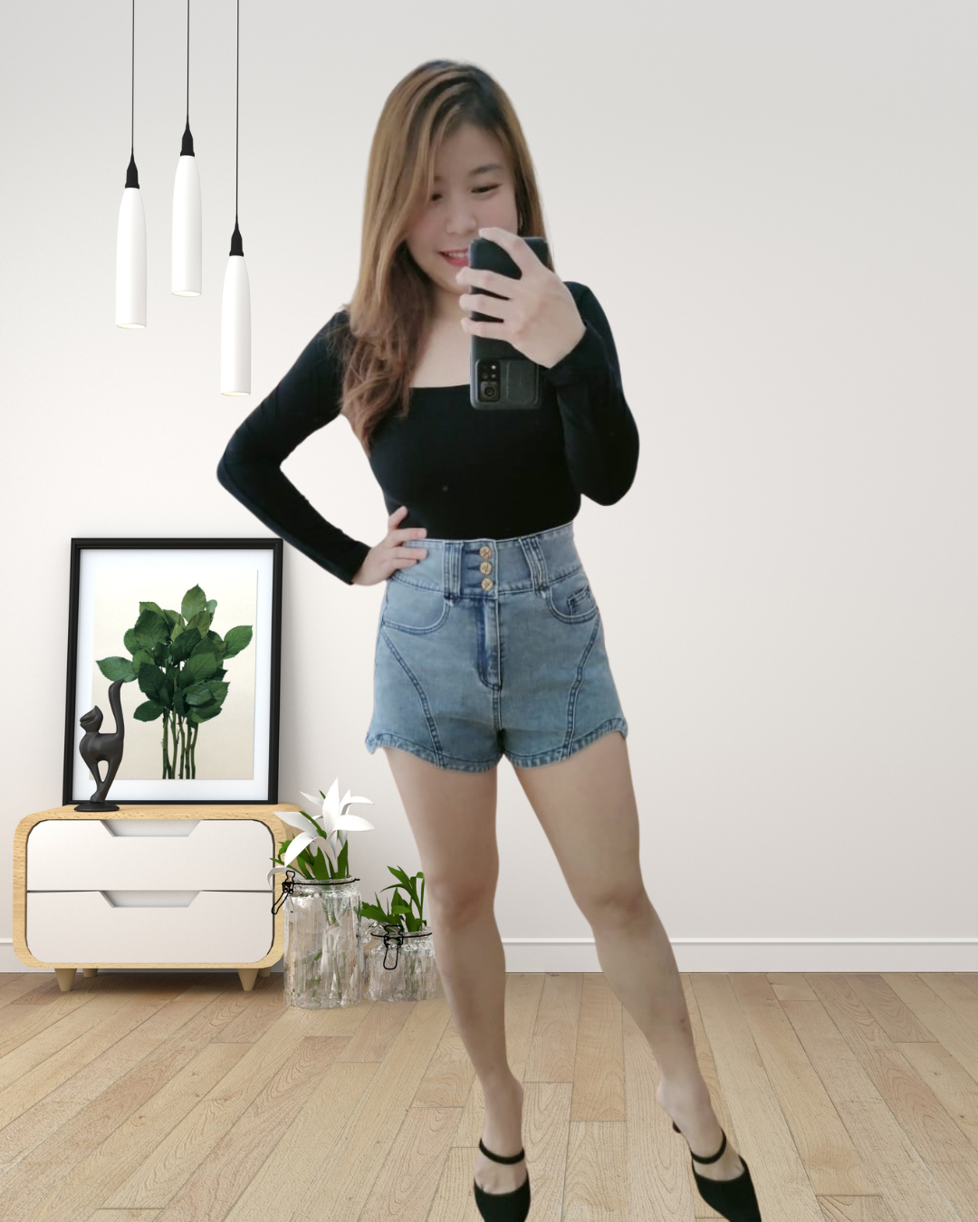 5156 BL Couture 绝美超显瘦 A 版型牛仔高腰短裤