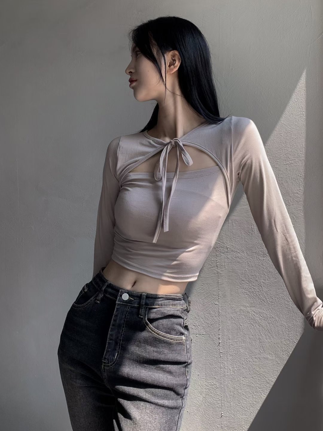 已售罄❌ Model自留！韓國小性感胸前綁帶假兩件