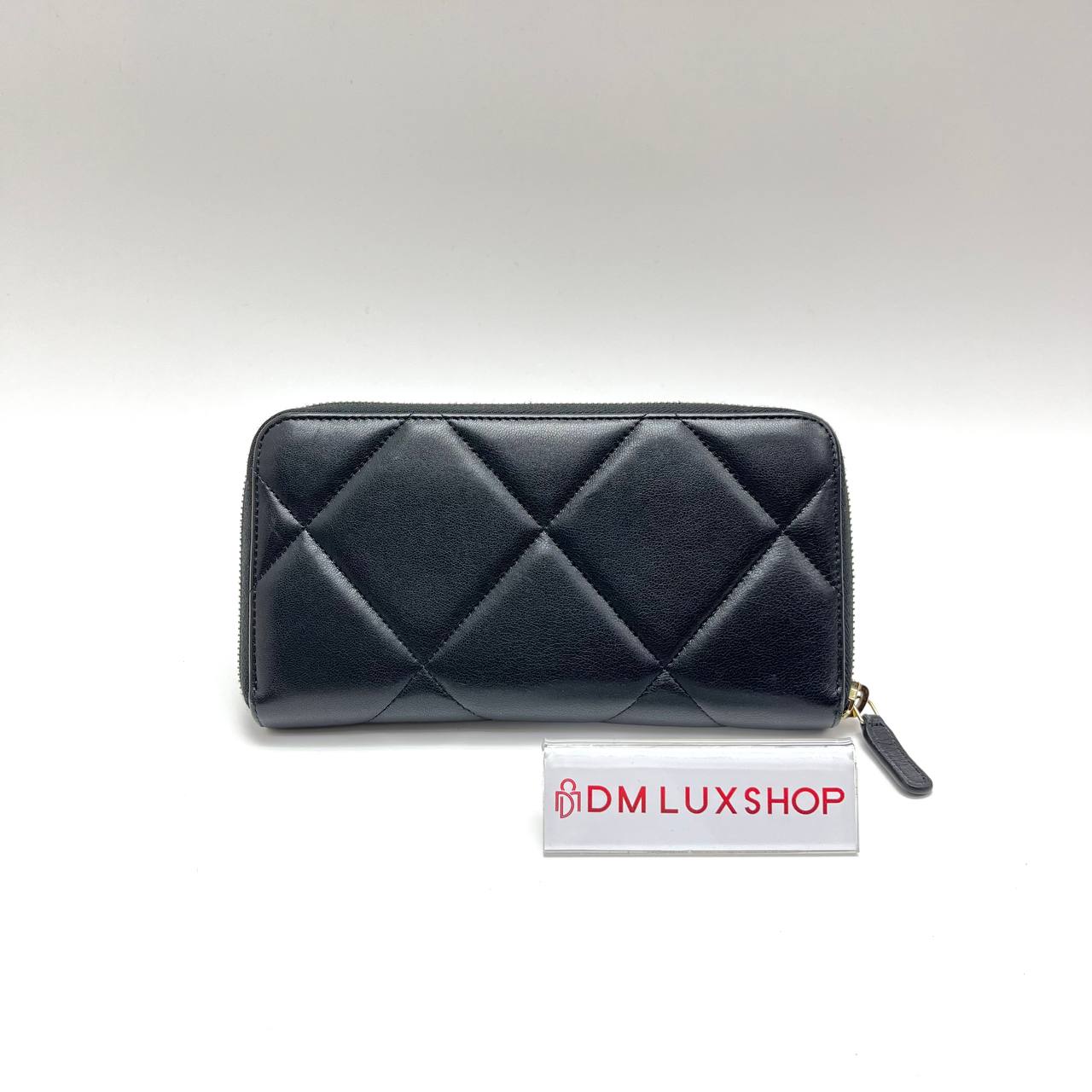 Chanel Black Lambskin 19 Zip Long Wallet (Microchip)