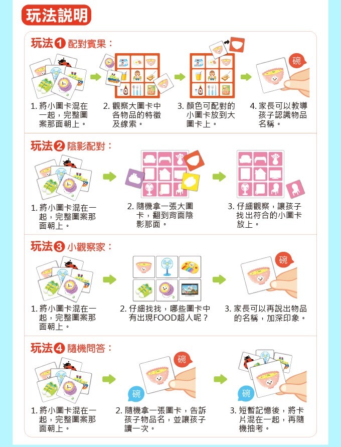 FOOD 超人 腦力開發 圖卡教具 - 配對賓果