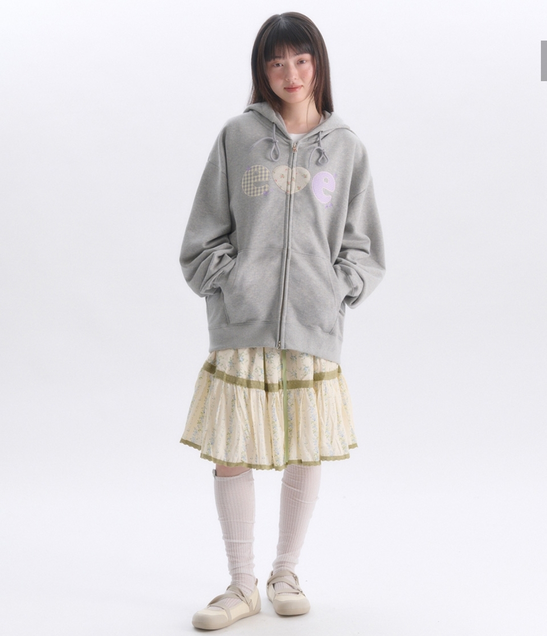 Ambler Check Flower Zip Up Hoodie