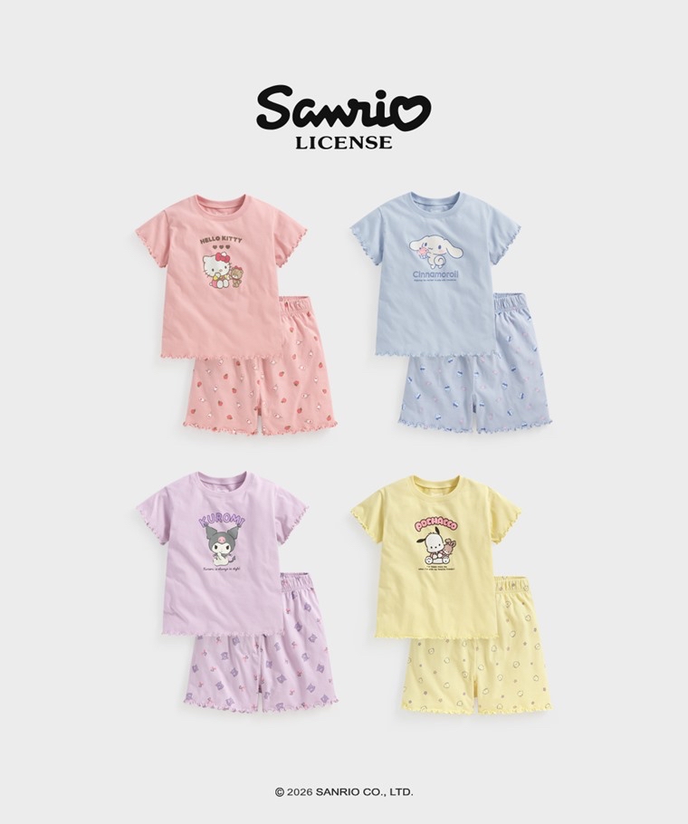 ☀️預訂 台灣直送☀️正版授權Sanrio系列四色純棉花邊印花家居服上下套裝