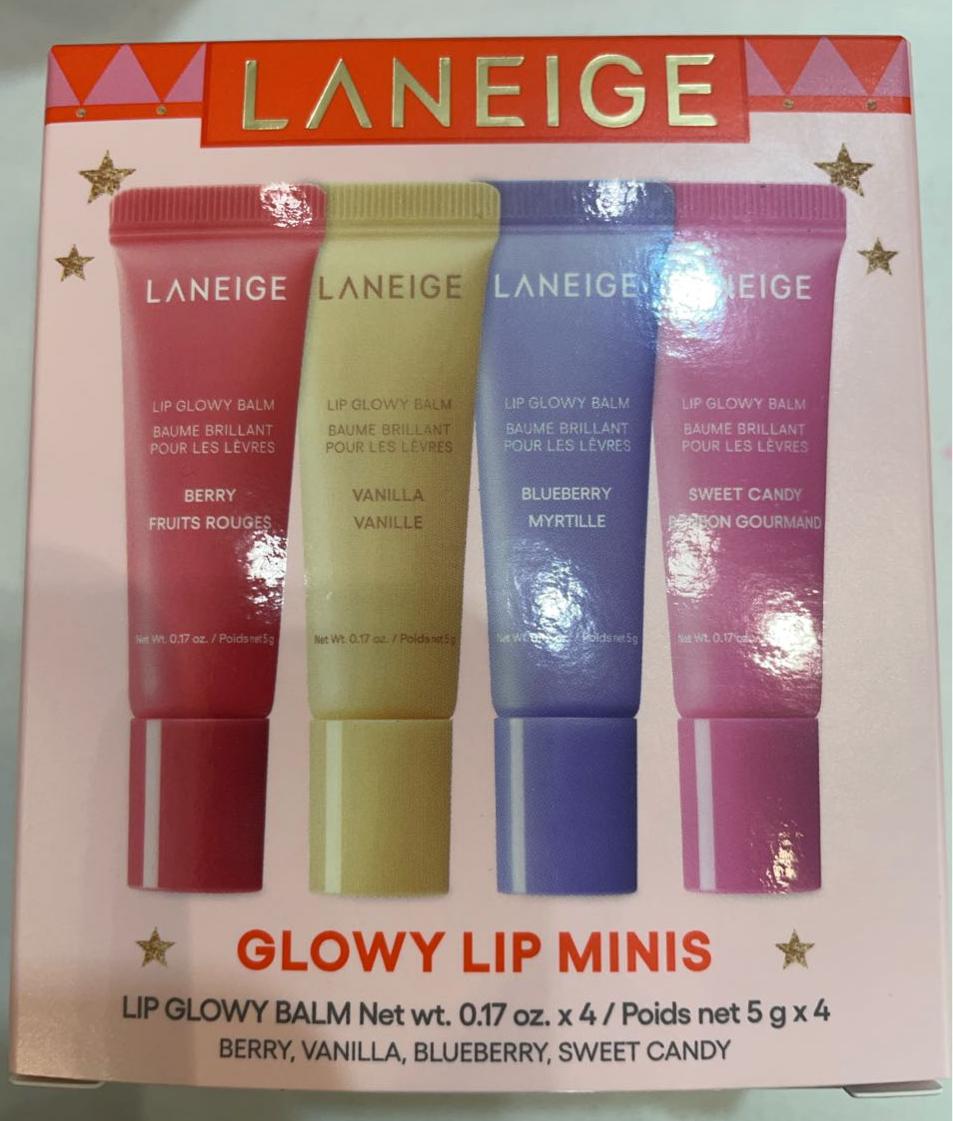 Laneige GLOWY LIP MINIS LIP GLOWY Balm Xmas set5 g x 4 BERRY, VANILLA, BLUEBERRY, SWEET CANDY