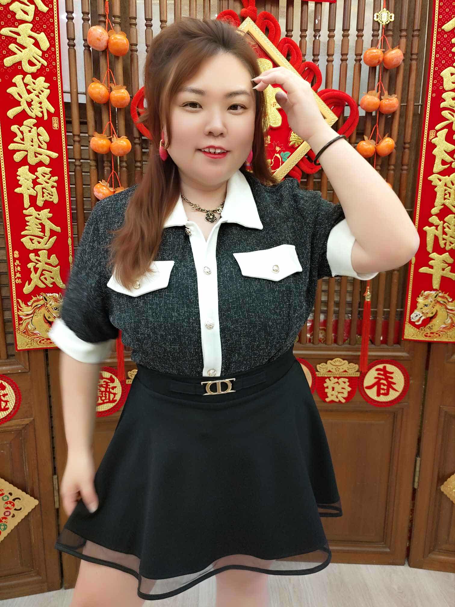 MFA01 TW#3866 小香风气质纽扣短袖上衣