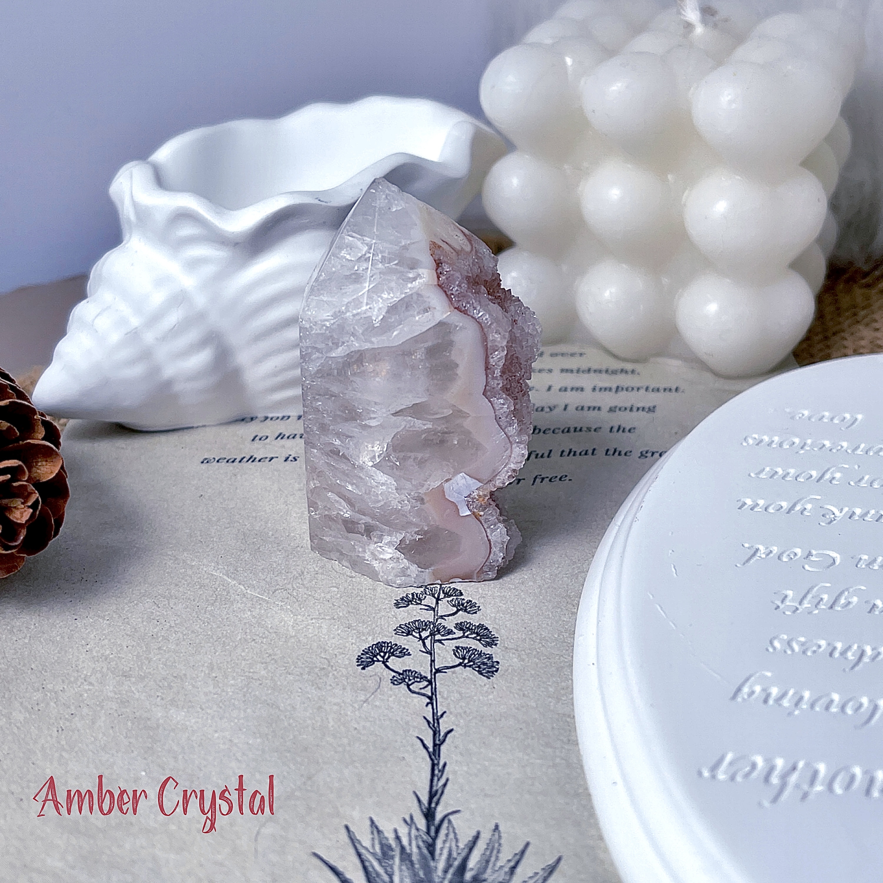 粉色水晶瑪瑙能量柱 𝑨𝒈𝒂𝒕𝒆 𝑮𝒆𝒐𝒅𝒆 Tower