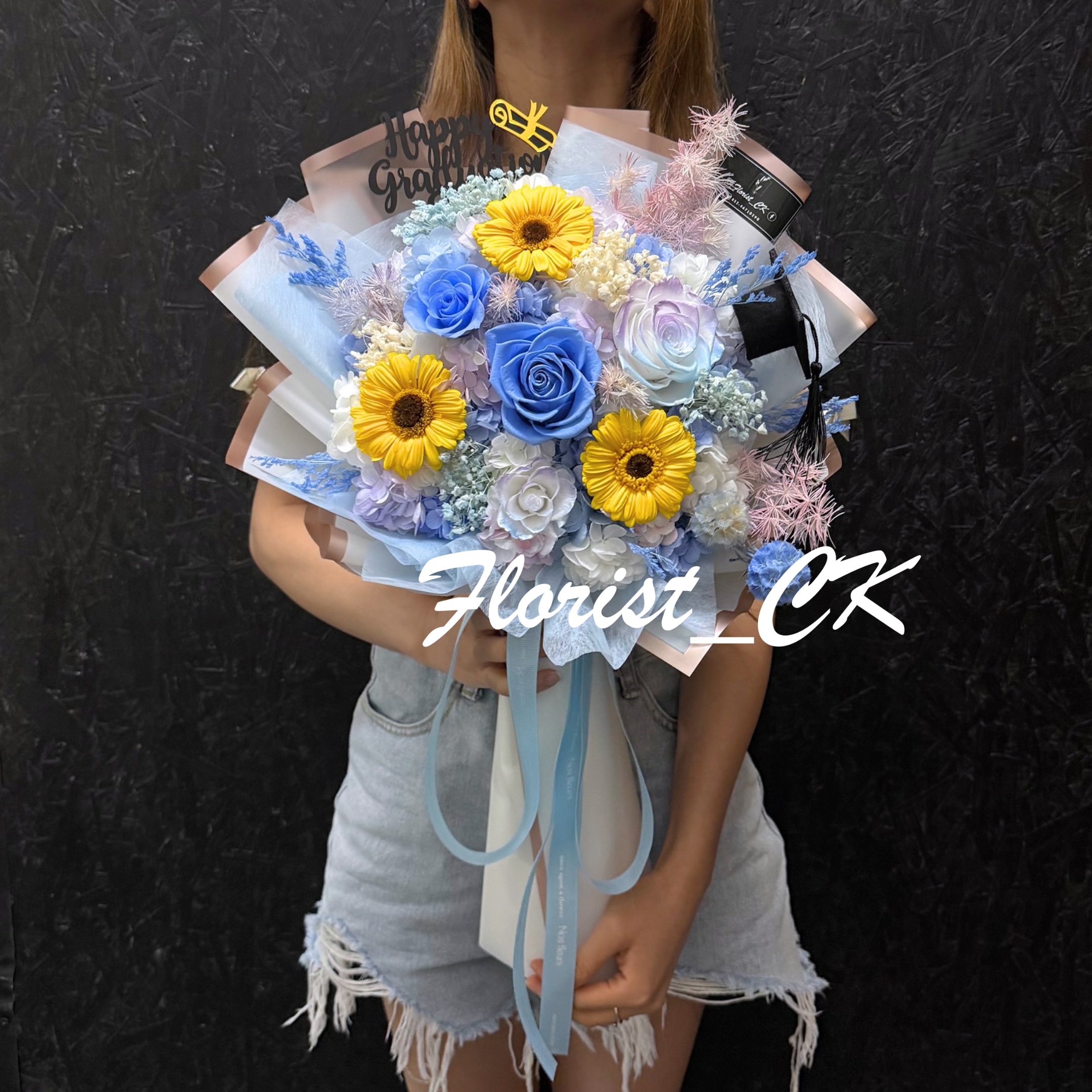 【2026 畢業推介】Aurora Zenith｜畢業之選｜永生玫瑰太陽花花束 (預訂款)