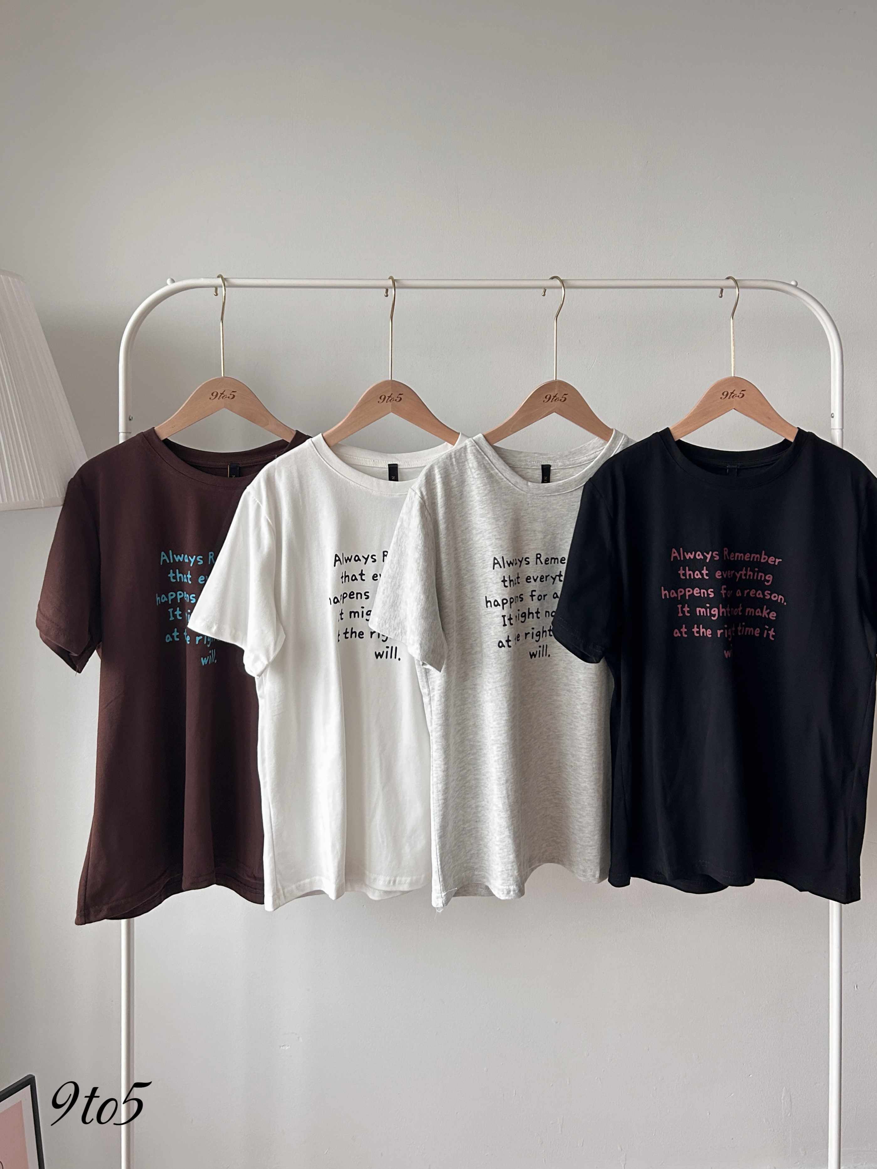 T4458 Slogan Short Sleeves Tee - 4 Colors 