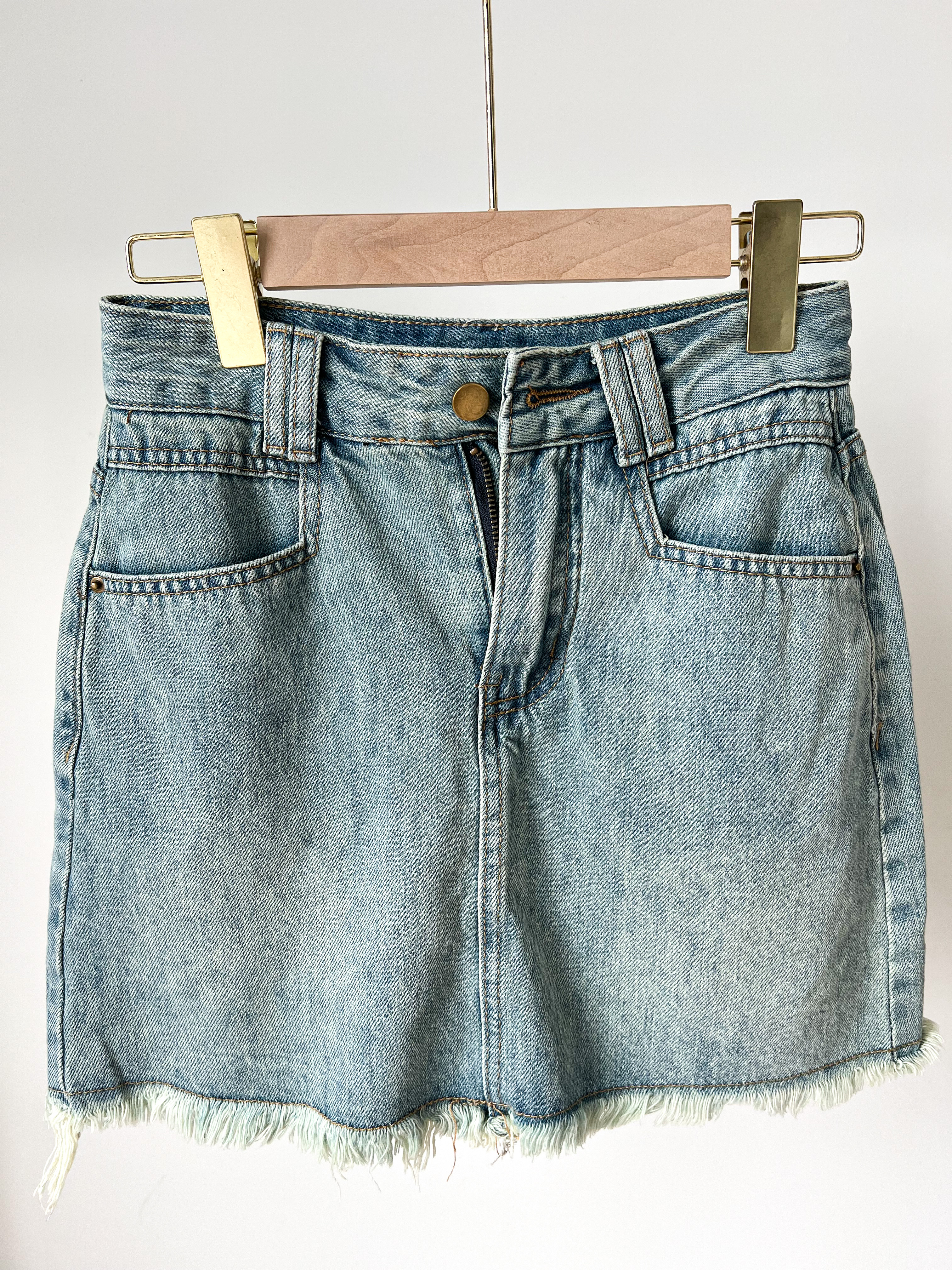 Fringe Denim A line Skirt韩版个性流苏a字牛仔短裙