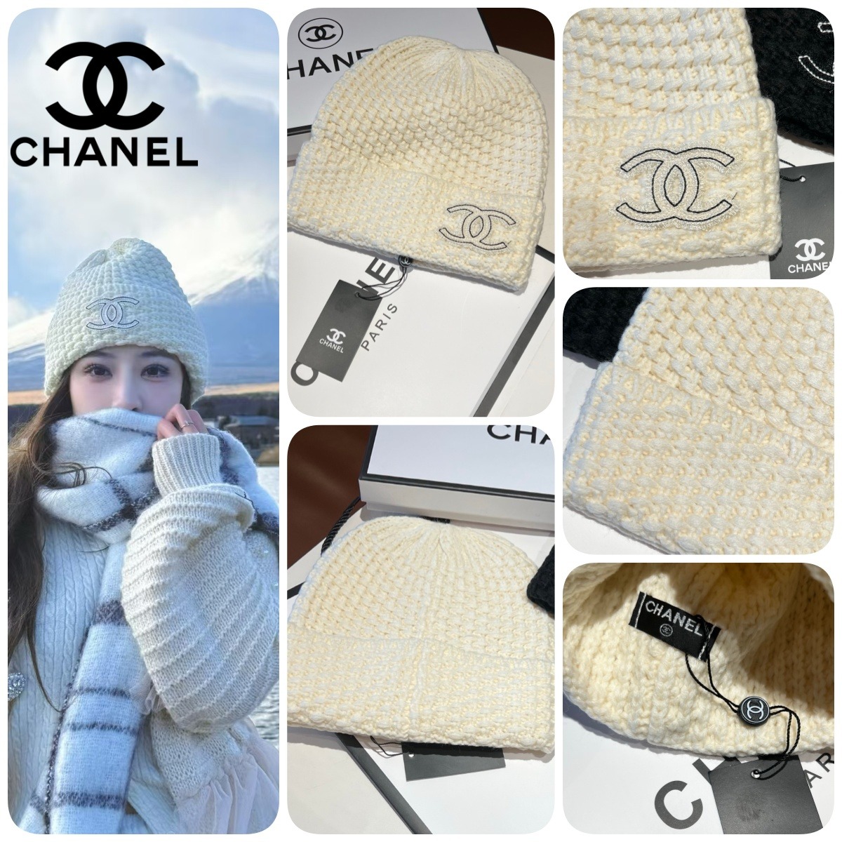 【原單】CHANEL 羊絨針織冷帽