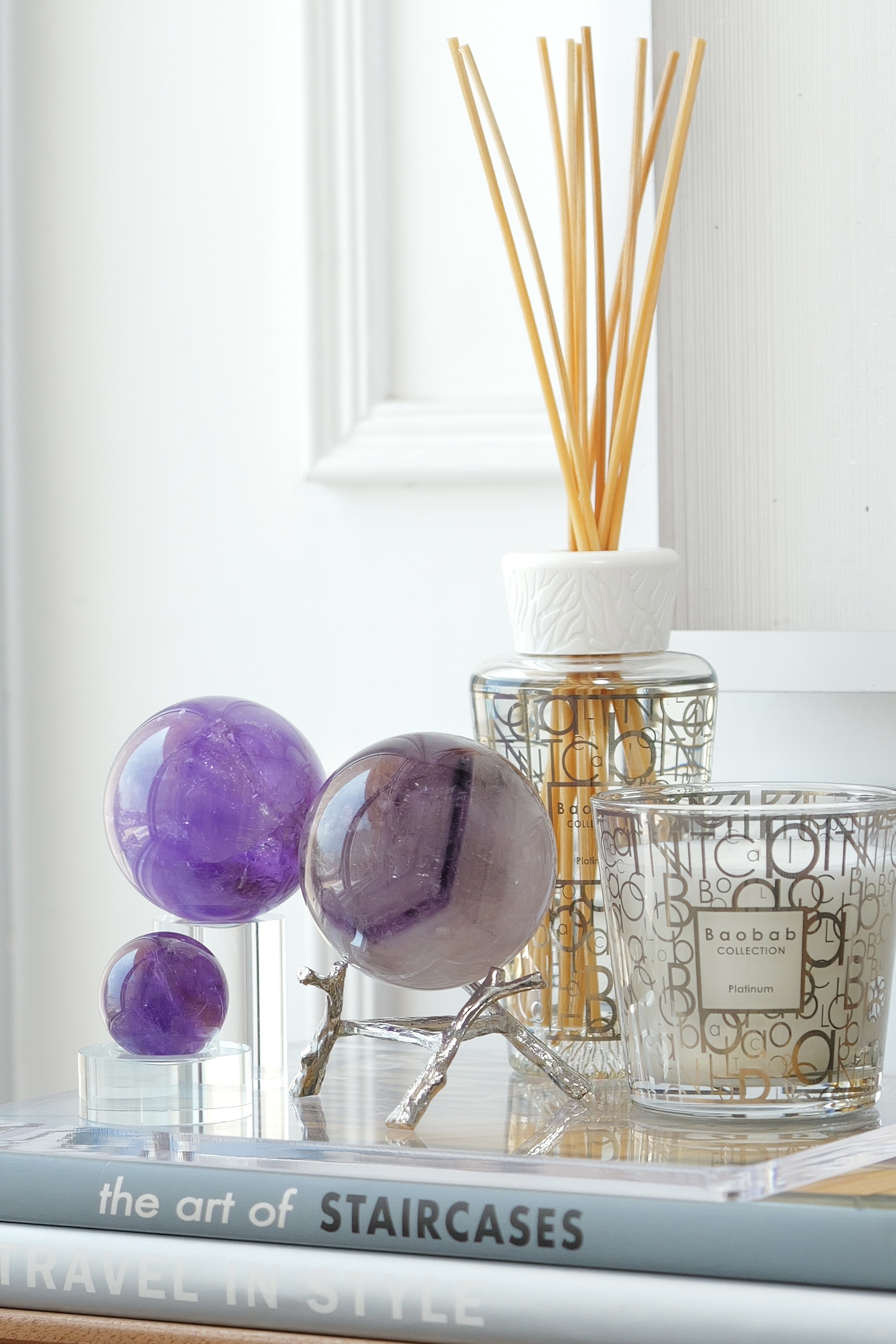 ༒ 7.4cm千層紋紫白雙色水晶球༒ AM.a081C19G5ss-RA26*7SA