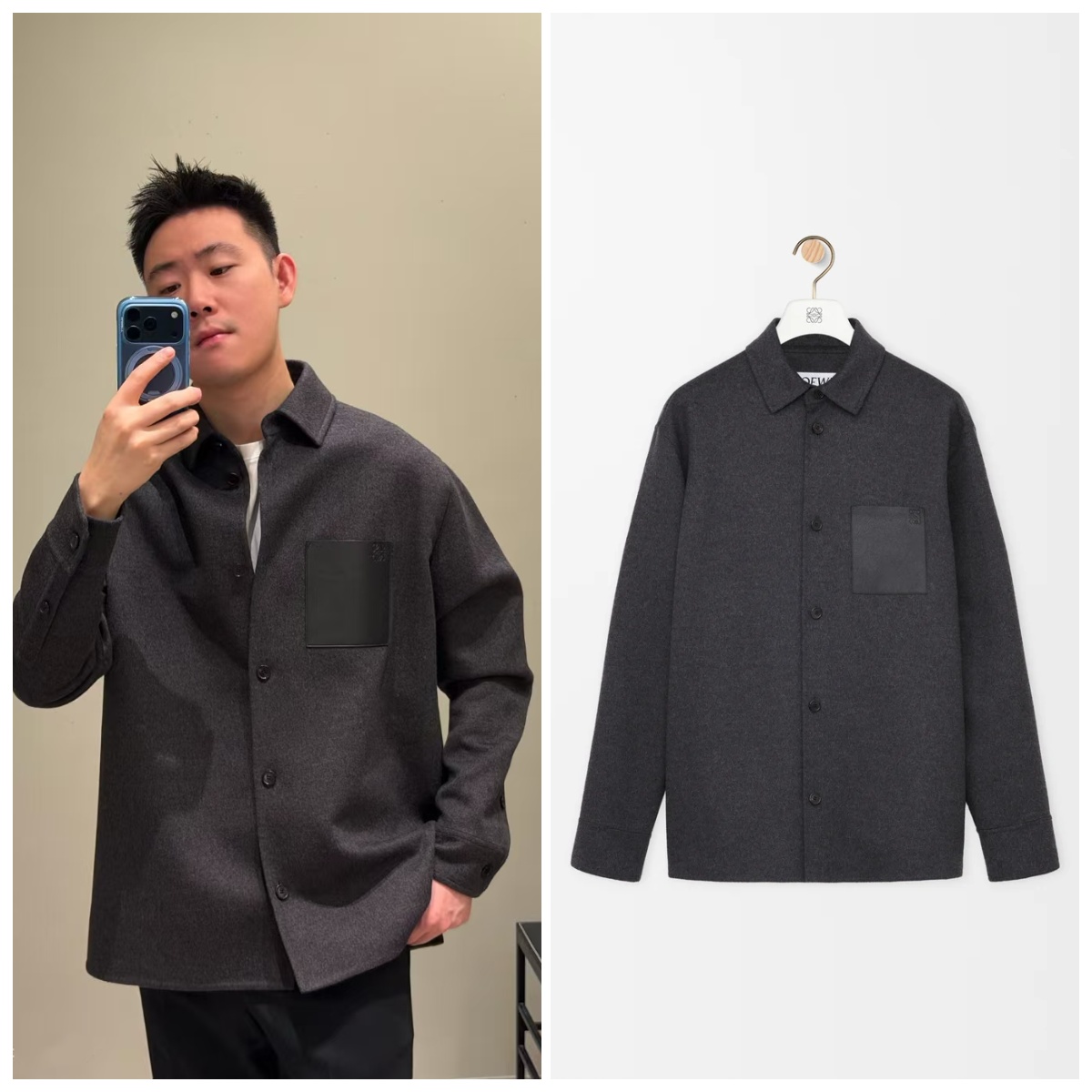 LOEWE Anagram口袋羊毛呢外套