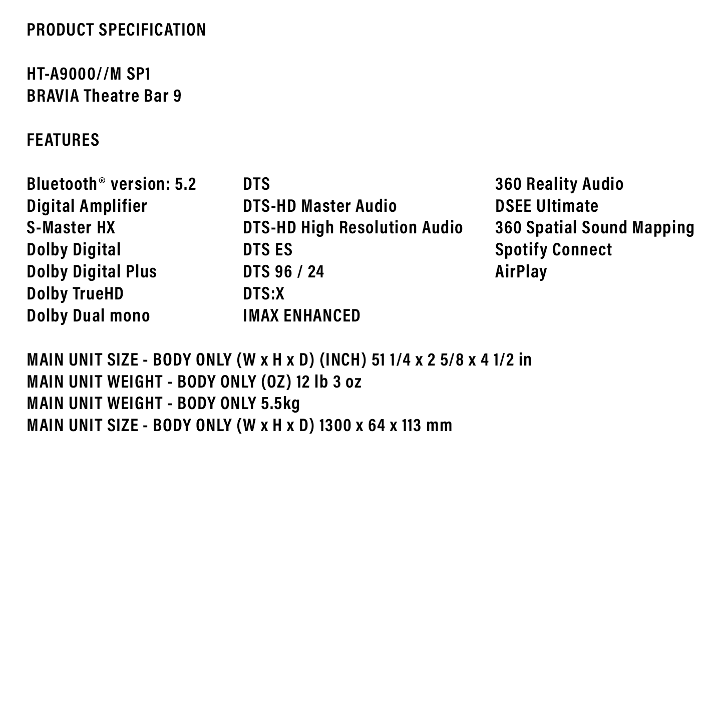 Sony BRAVIA Theatre Bar 9 Atmos Soundbar (HT-A9000)