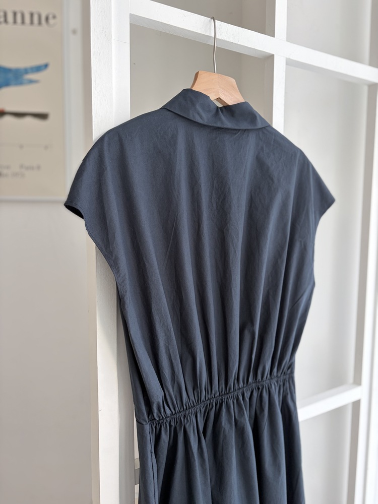 Elasticated Waist Shirt Dress (Navy)