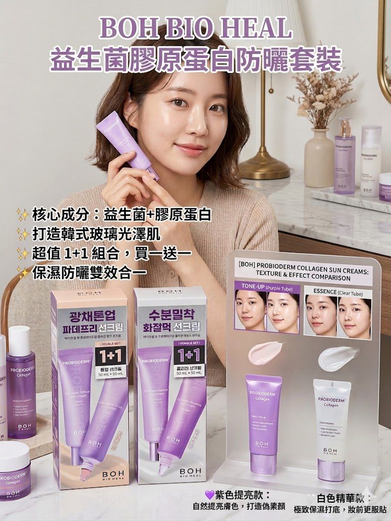 $139套2支。✨ 韓國 BOH BIO HEAL 益生菌膠原蛋白防曬系列 (1+1 超值套裝) ✨