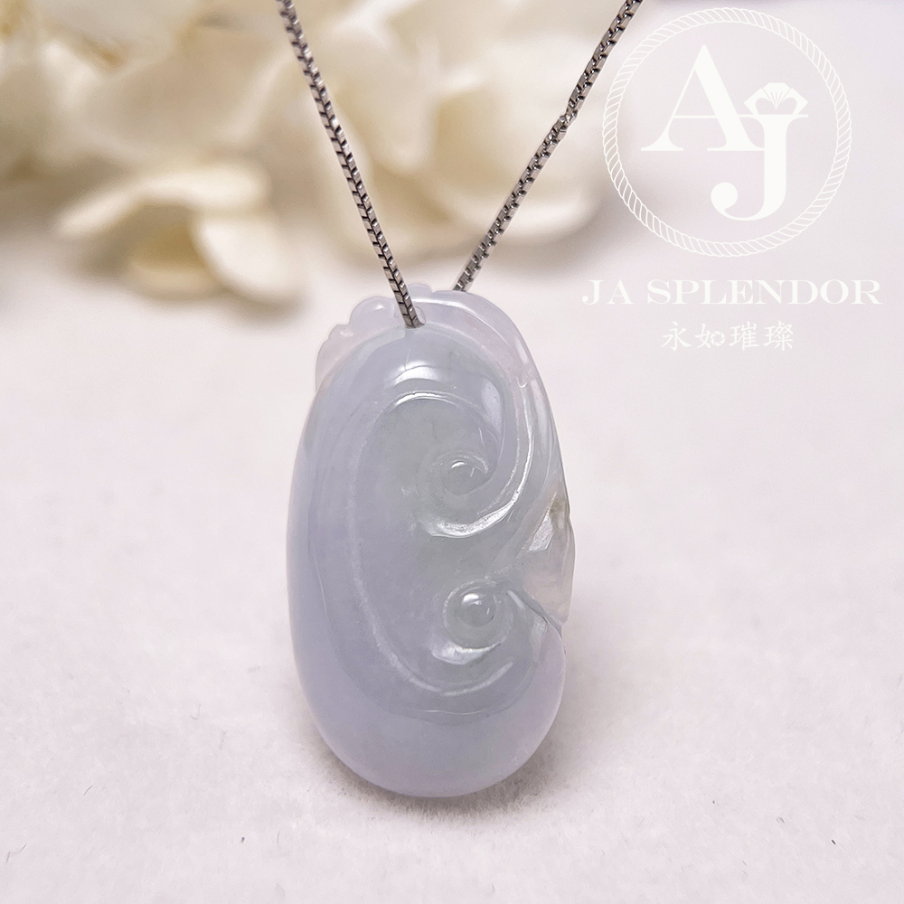 JN-1625 天然翡翠A玉 冰種春彩如意吉祥吊墜