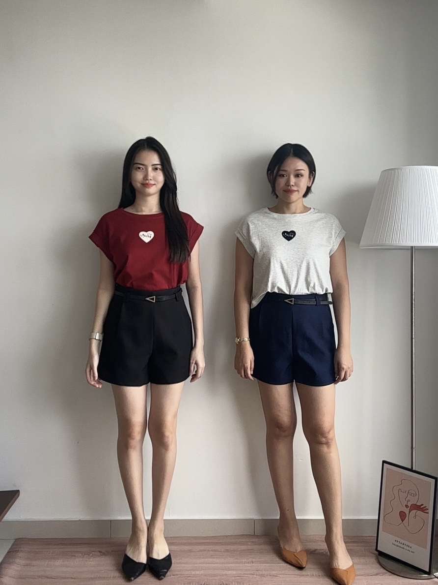 S1986 A Line Short Pants - Black & Blue