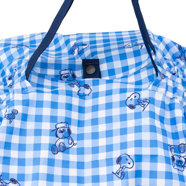 現貨｜Snoopy 日本 Shupatto Compact Bag 可摺 環保袋 M Size (藍色格仔圖案 SPZ-4366)
