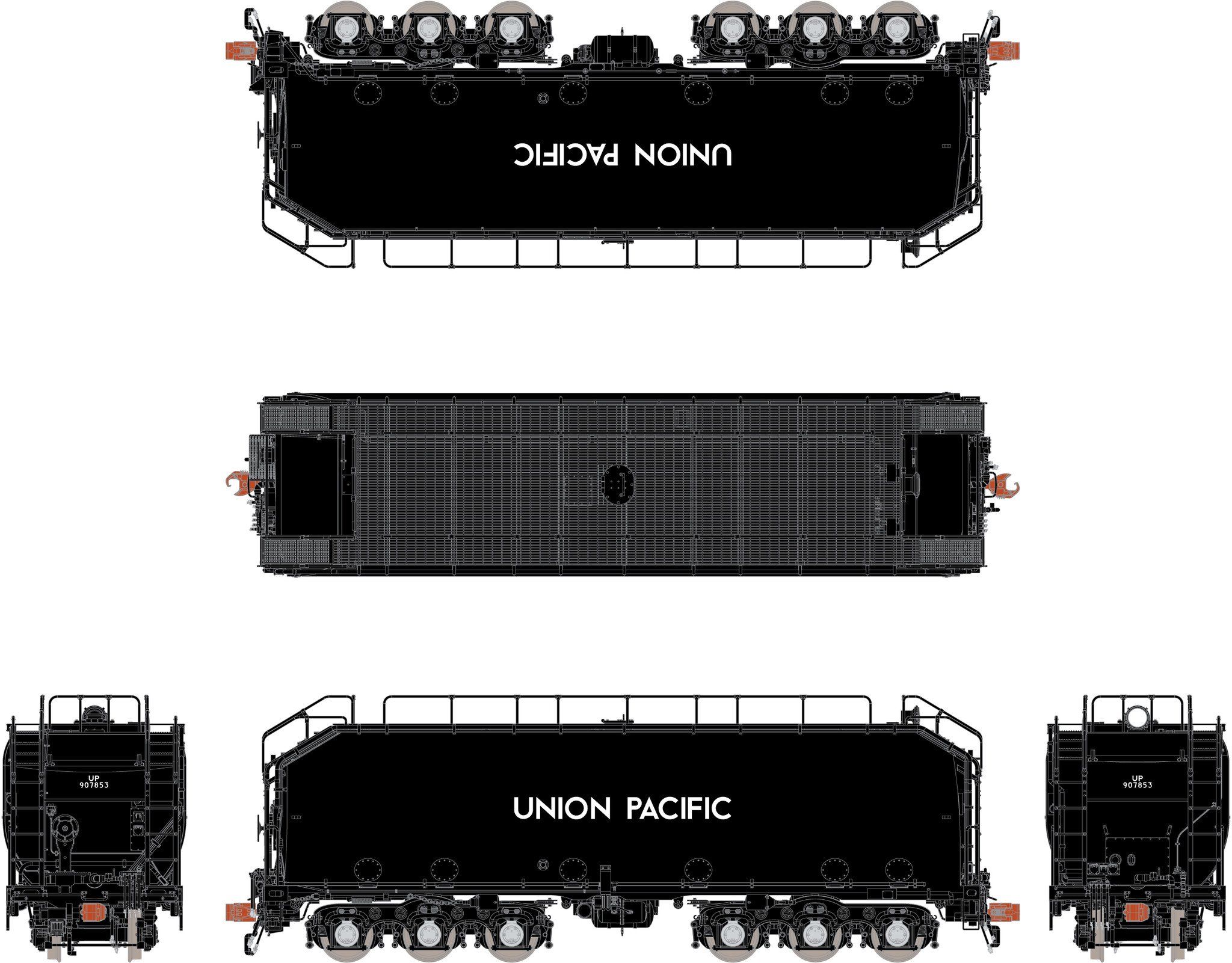 HO Scale Union Pacific Black Steam Excursion Water Tender Scaletrains SXT30018