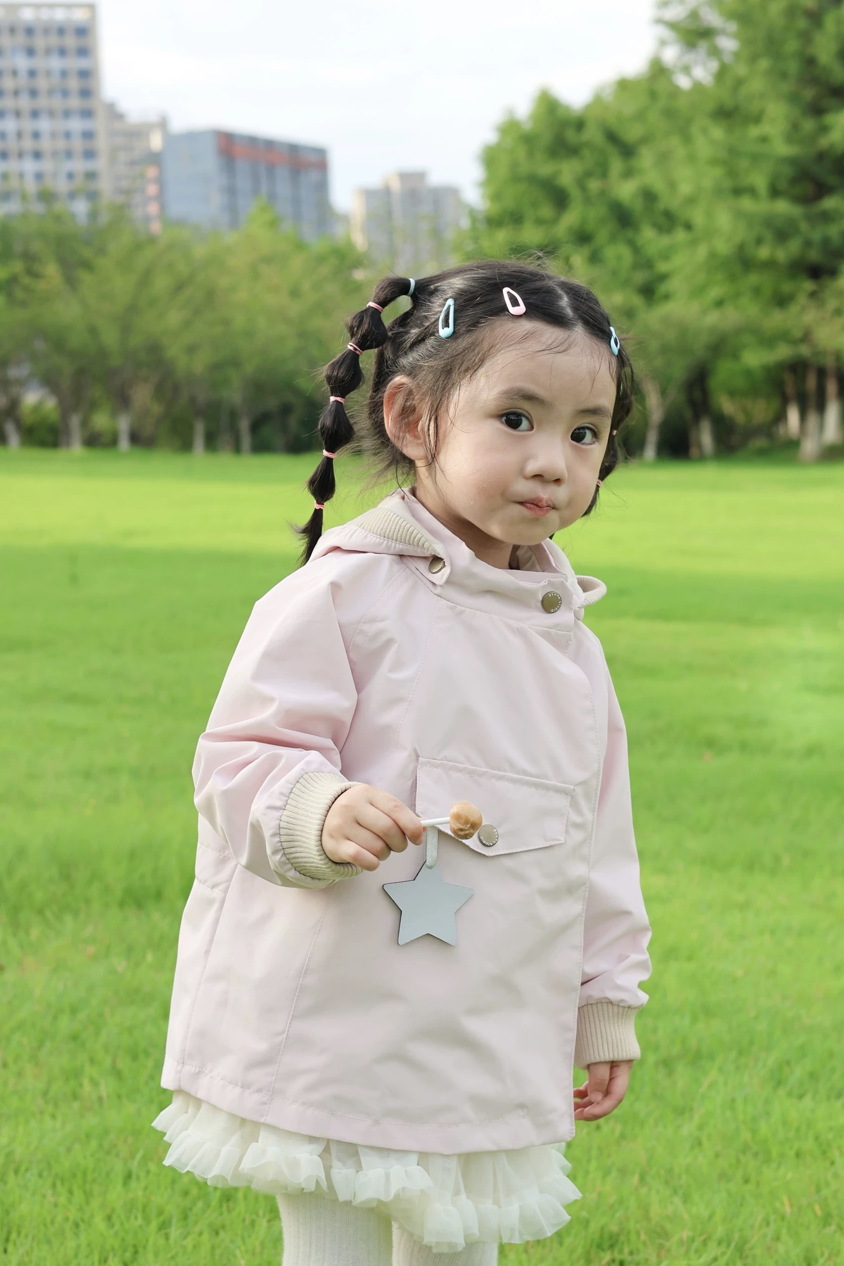 B0007 星星馬卡龍色風褸