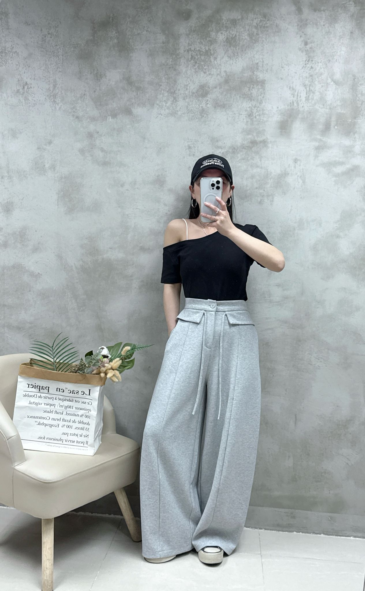 A11 單邊露膊棉質Top