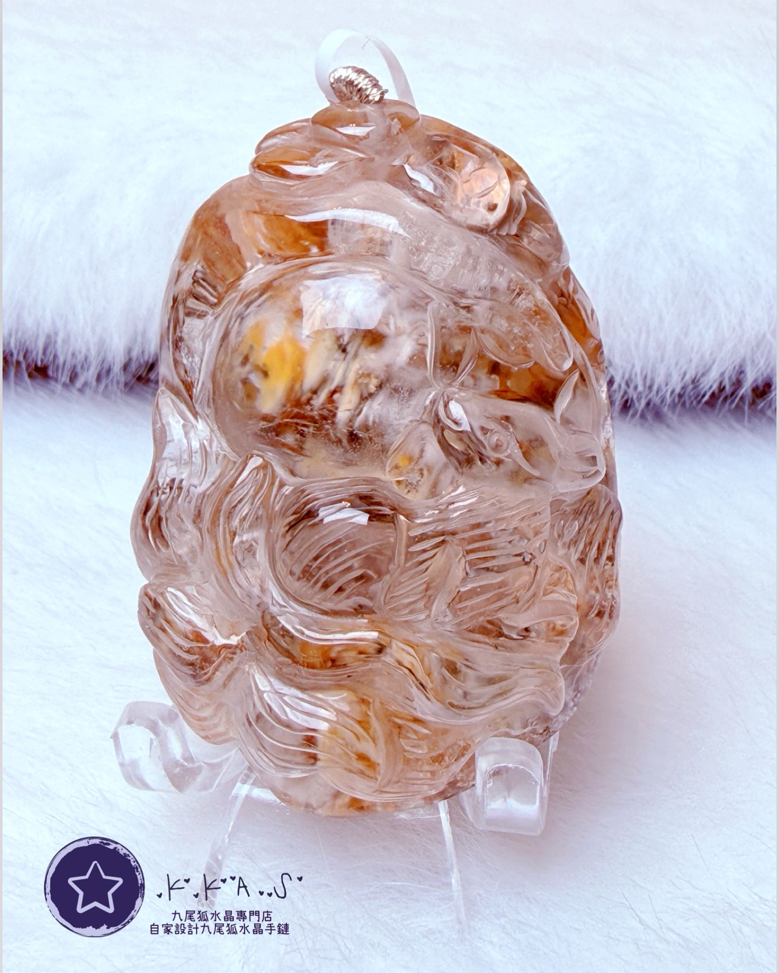 K00087 幽靈 側臉狐 - 吊墜/手牌兩用款(上下孔)