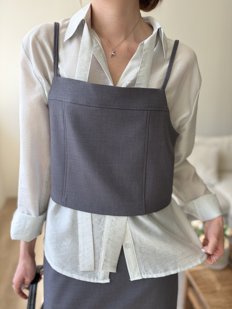 Colette Layered Cami Top (Charcoal)