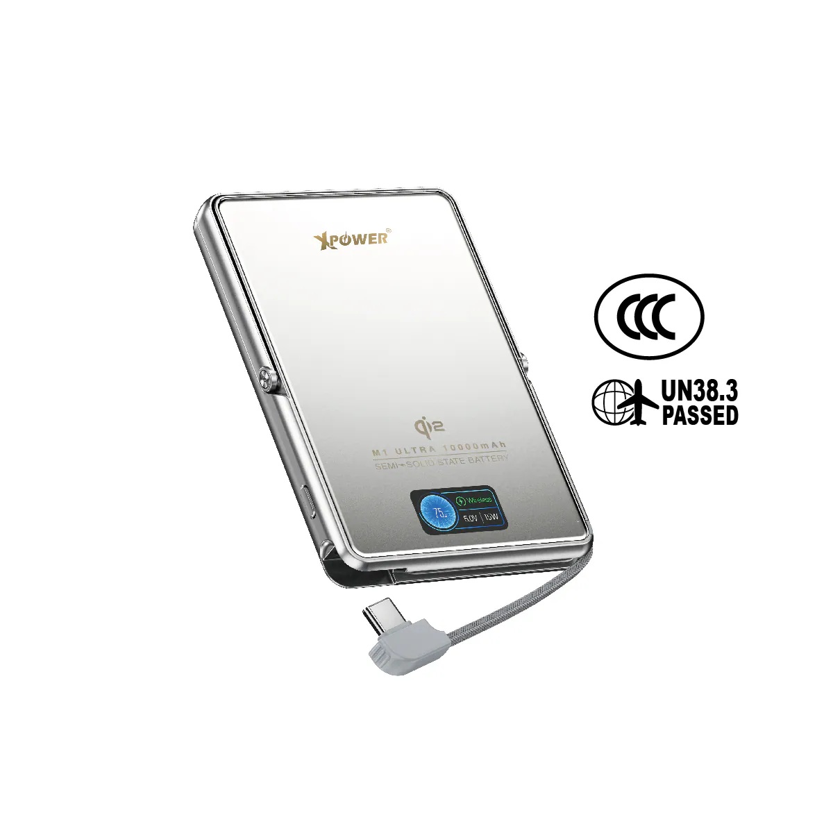 (3C可追溯二維碼)XPower M1 Ultra半固態3C版TFT 彩屏顯示 QI2 Magcharge 10000mAh磁吸行動電源