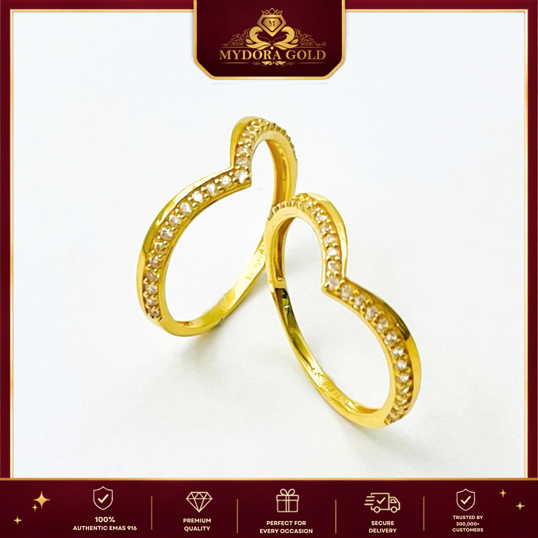 MYDORA Cincin Batu CZ Graceful V | EMAS 916/22K