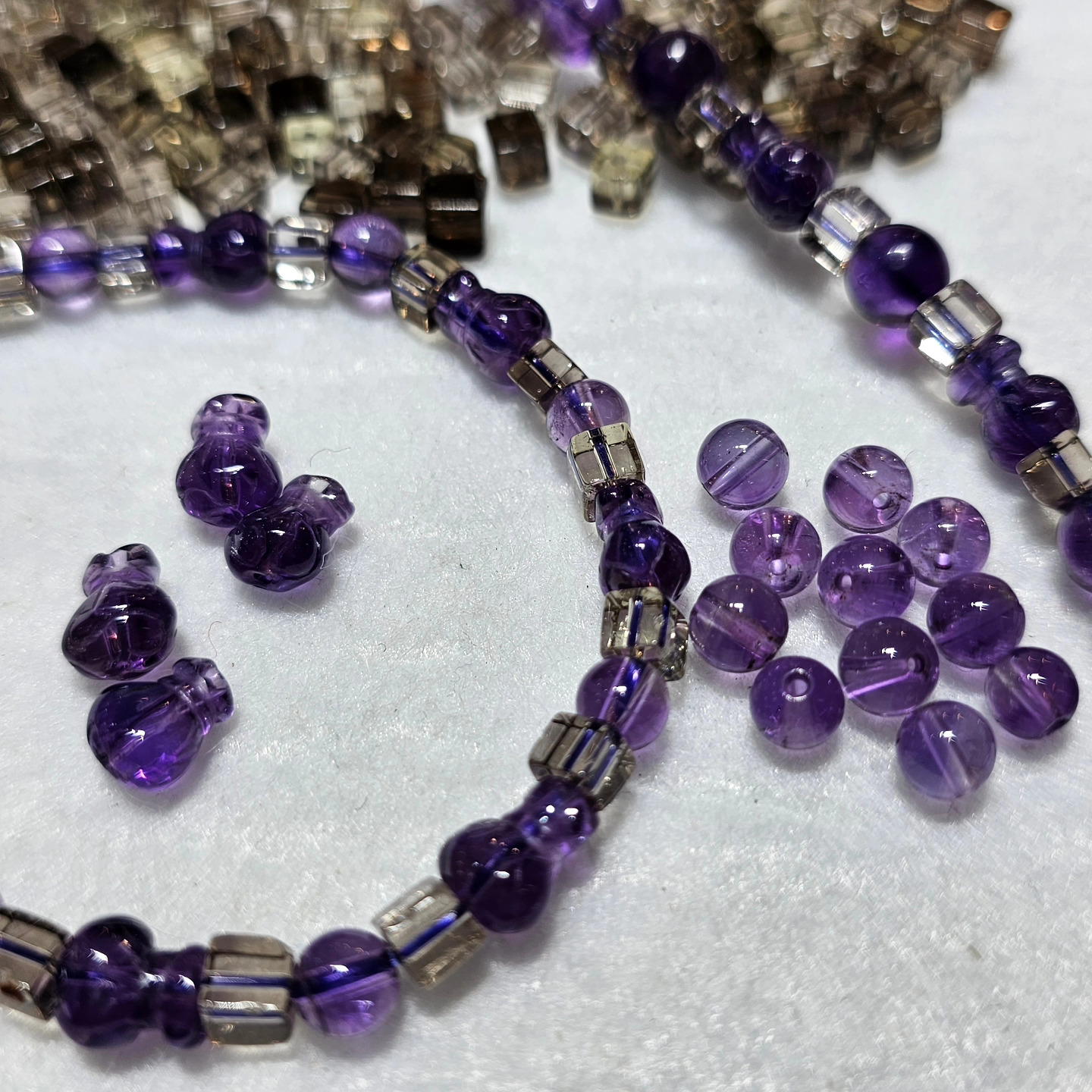 紫水晶錢包茶水晶方粒手鏈