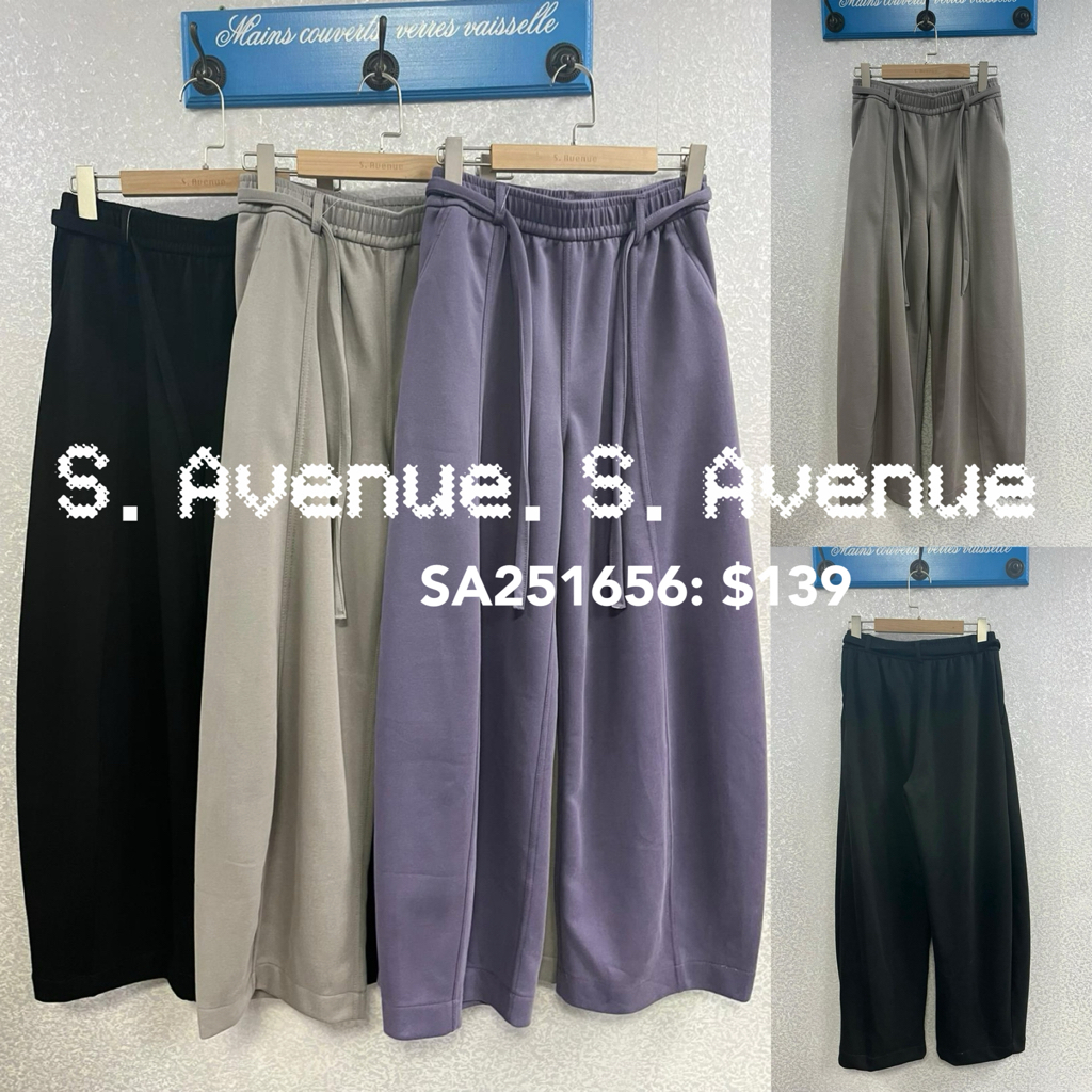 SA251656: 橡筋腰有帶仔闊身彎刀褲