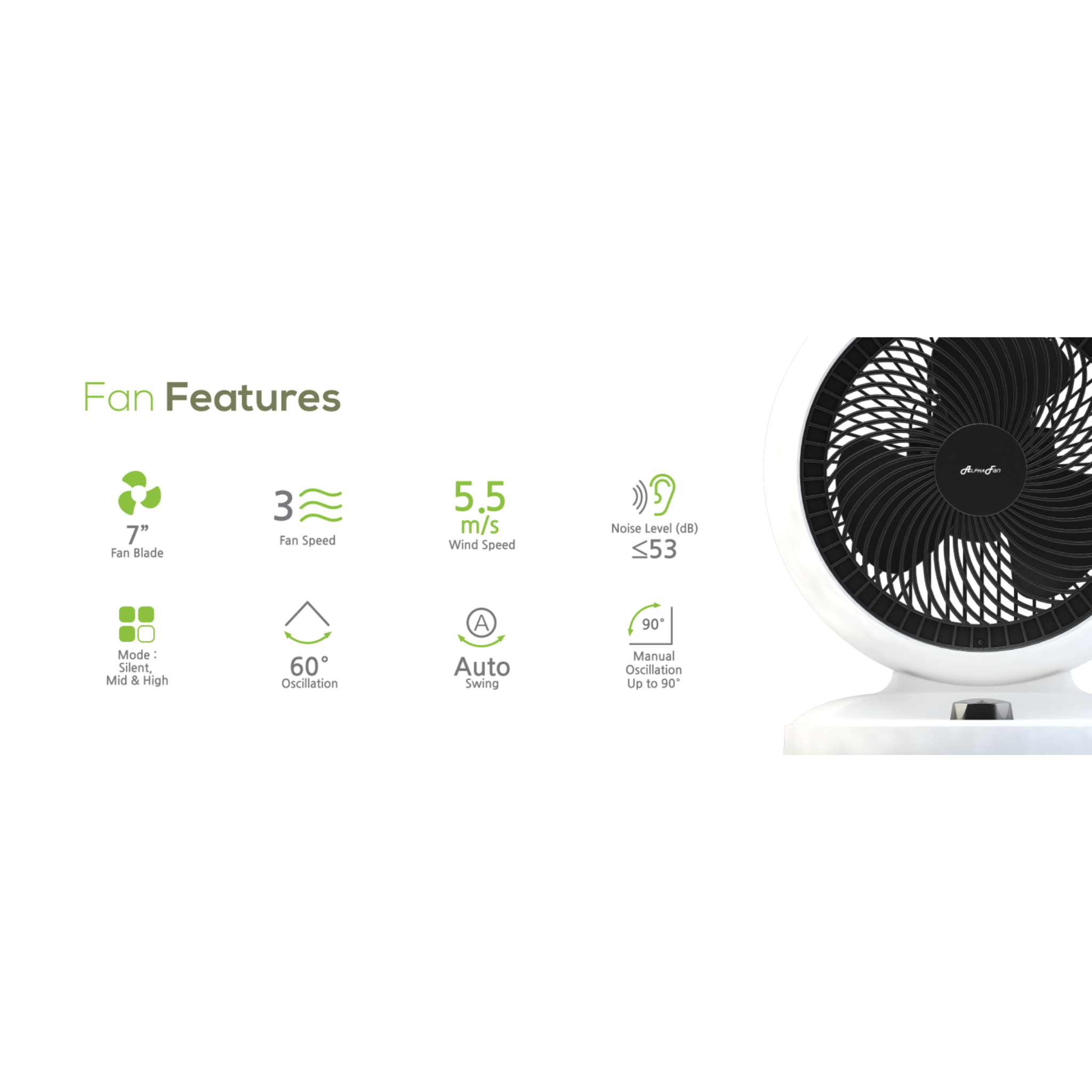 Alpha 7" Motto AC Motor Desktop Fan (Motto DT60/7-AC)