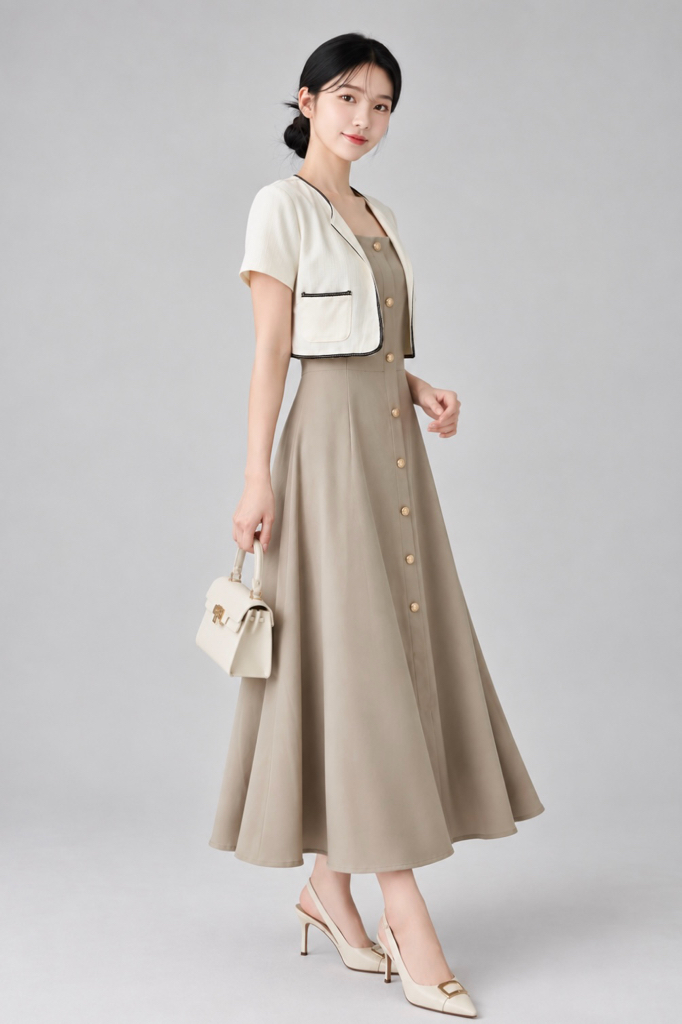 131191 Sky Blue Button-Front A-Line Midi Dress