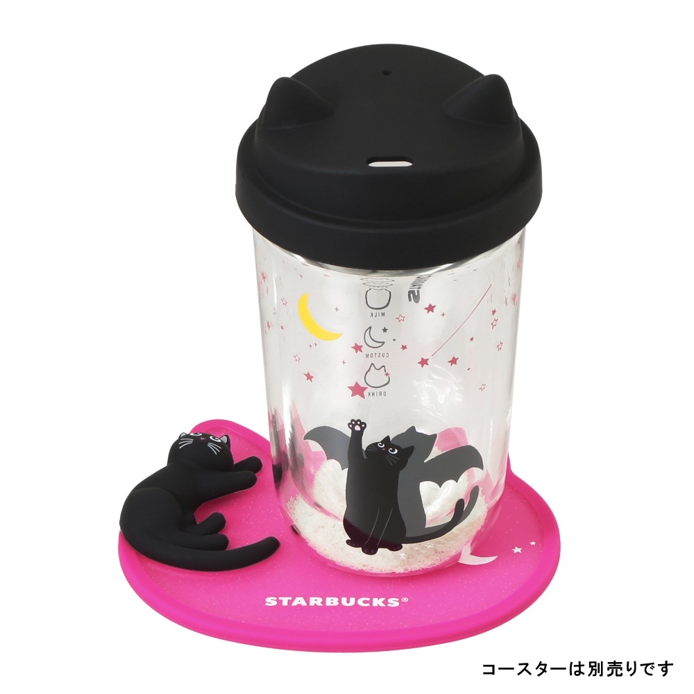 🎀【預訂】Starbucks JP MOON LIGHT HALLOWEEN 貓咪夜光雙層隔熱玻璃杯 355ml