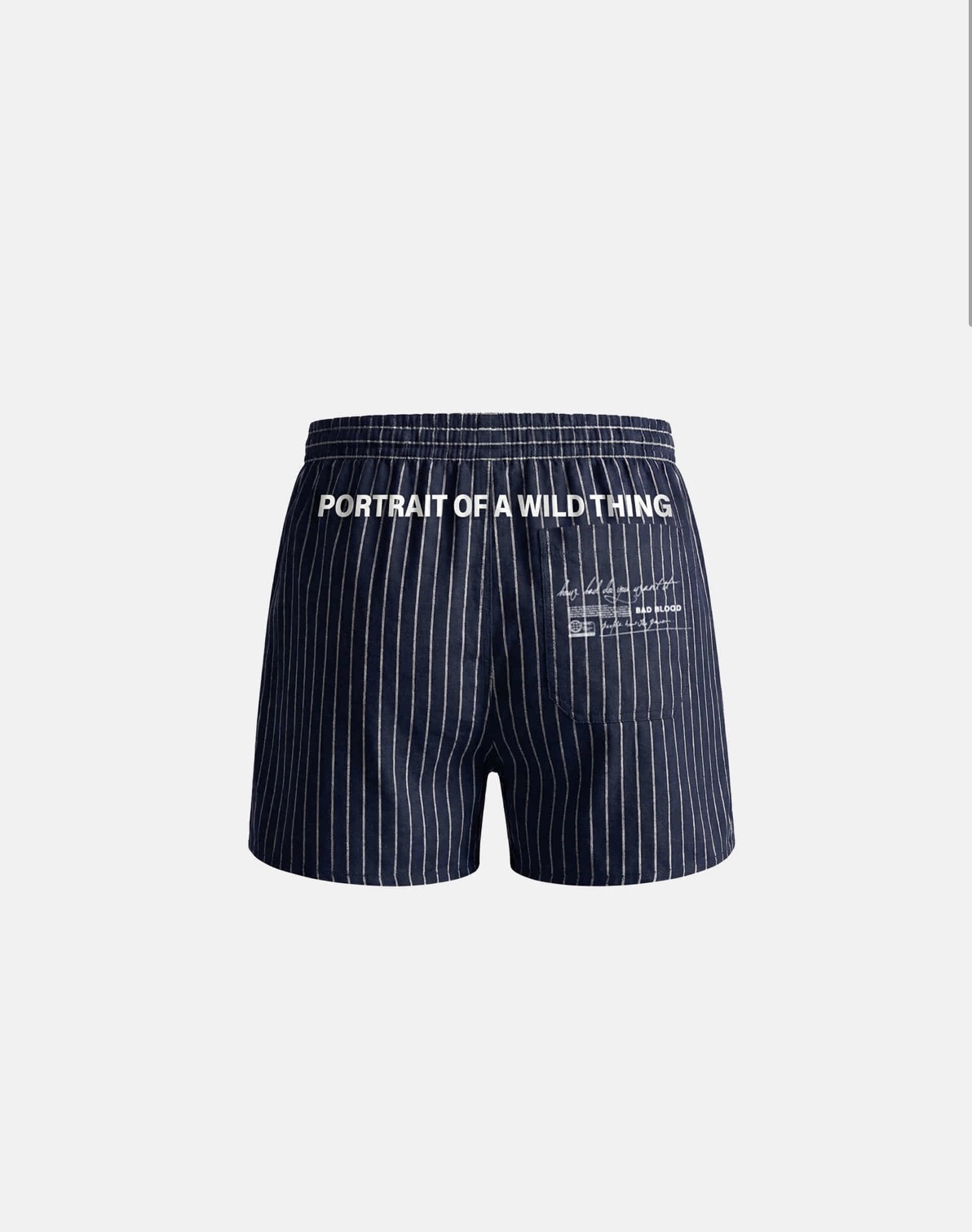 BADBLOOD [w-pnt26-001] Button Fly Boxer Shorts - Navy Stripe