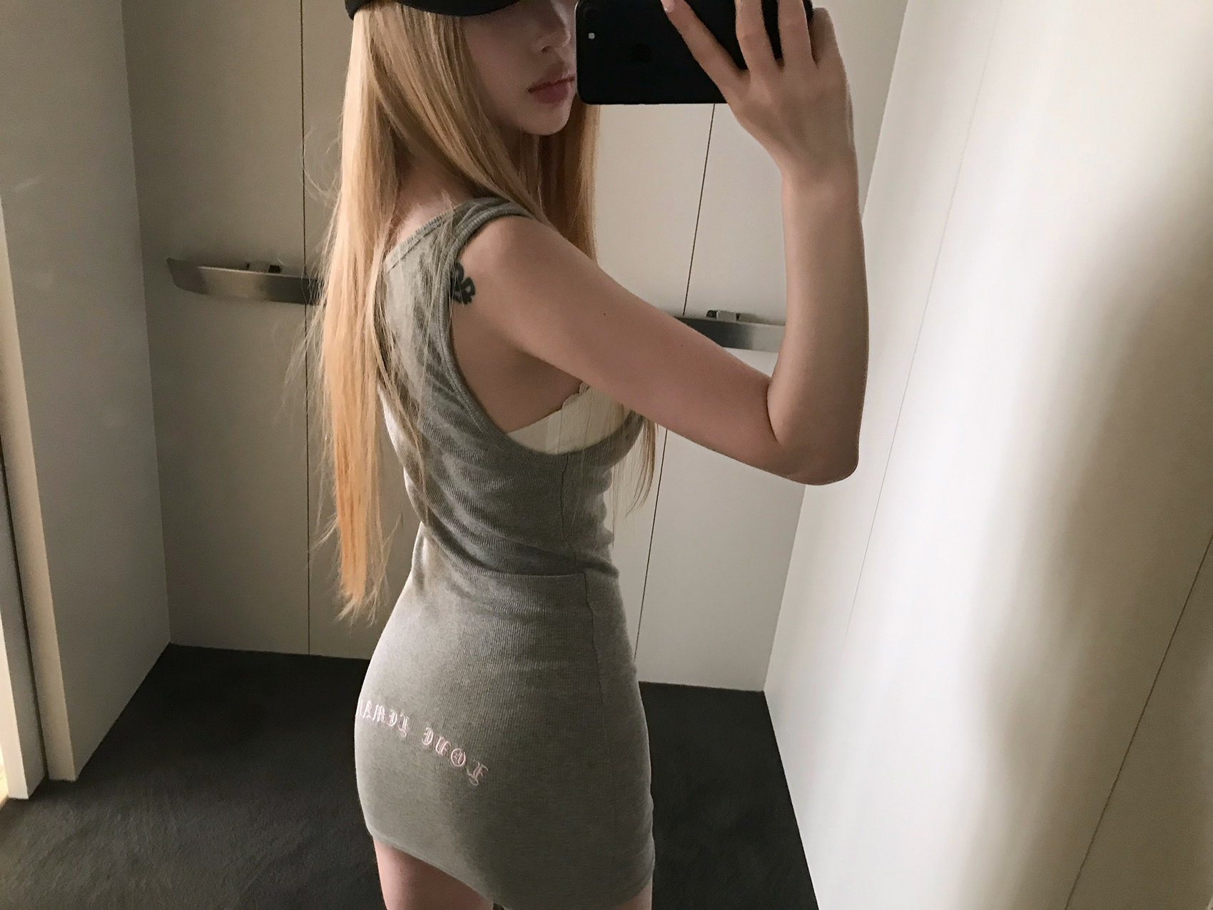 Gothic Lettering Ribbed Tank Dress