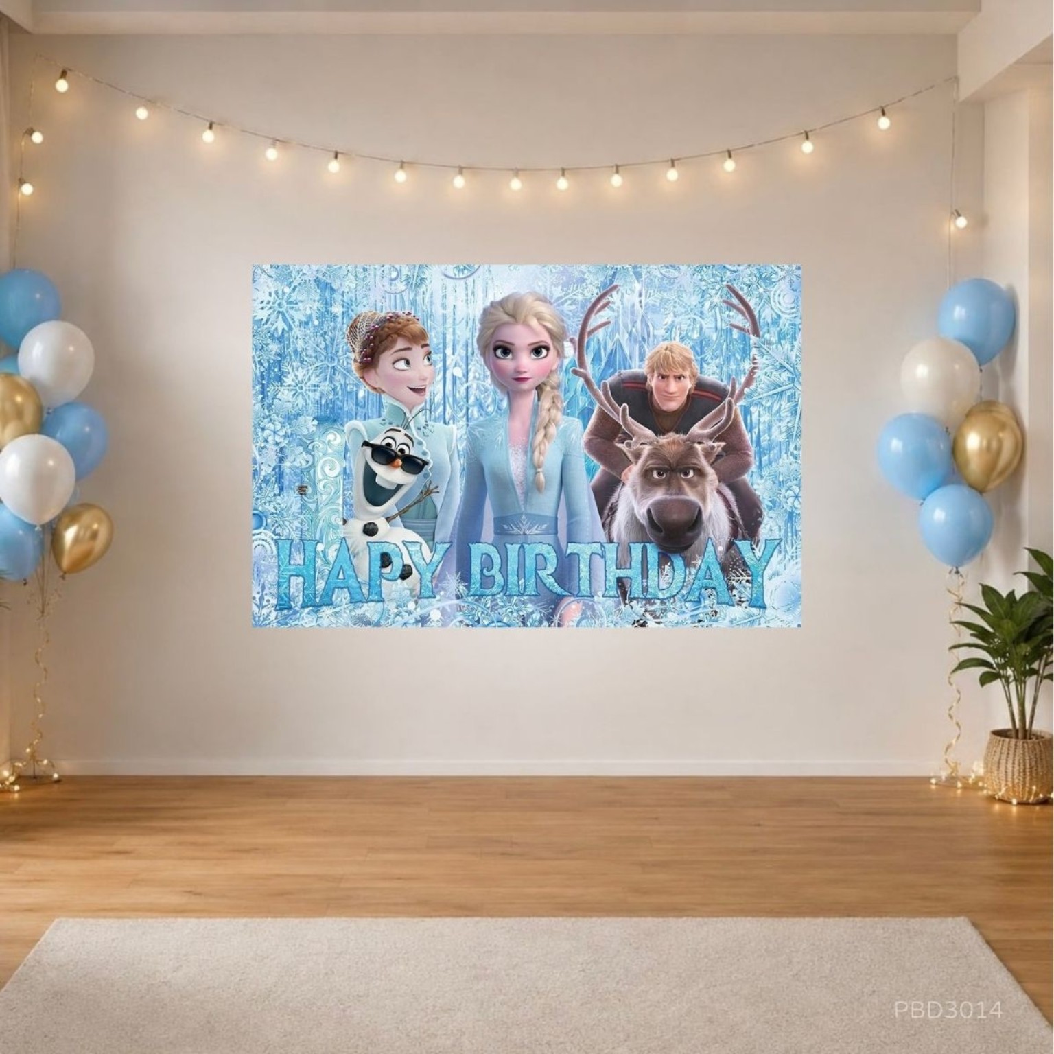 Frozen Elsa Anna 冰雪奇緣主題生日派對背景布 150×100cm Backdrop 場地佈置拍照牆 PBD3014