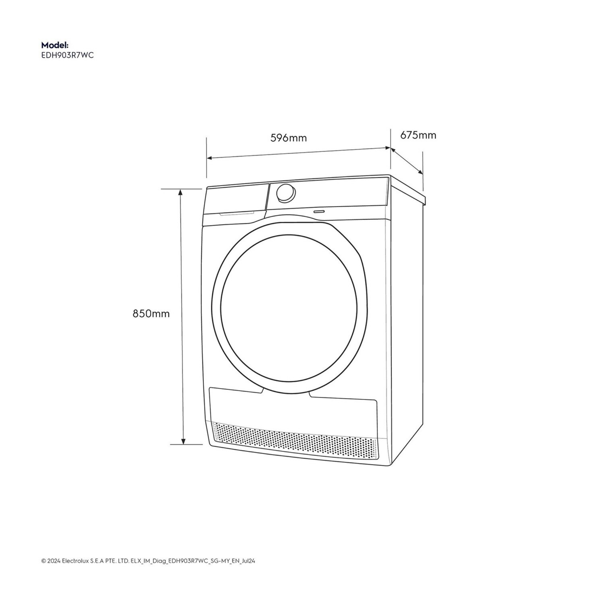 Electrolux 9kg UltimateCare 700 Heat Pump Dryer White (EDH903R7WC)