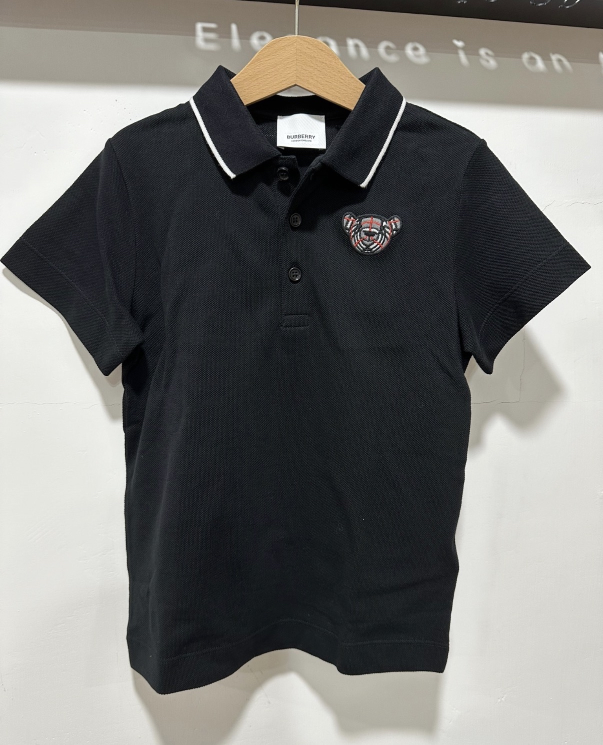 Burberry 經典格仔熊仔黑色polo shirt（童裝6歲碼）