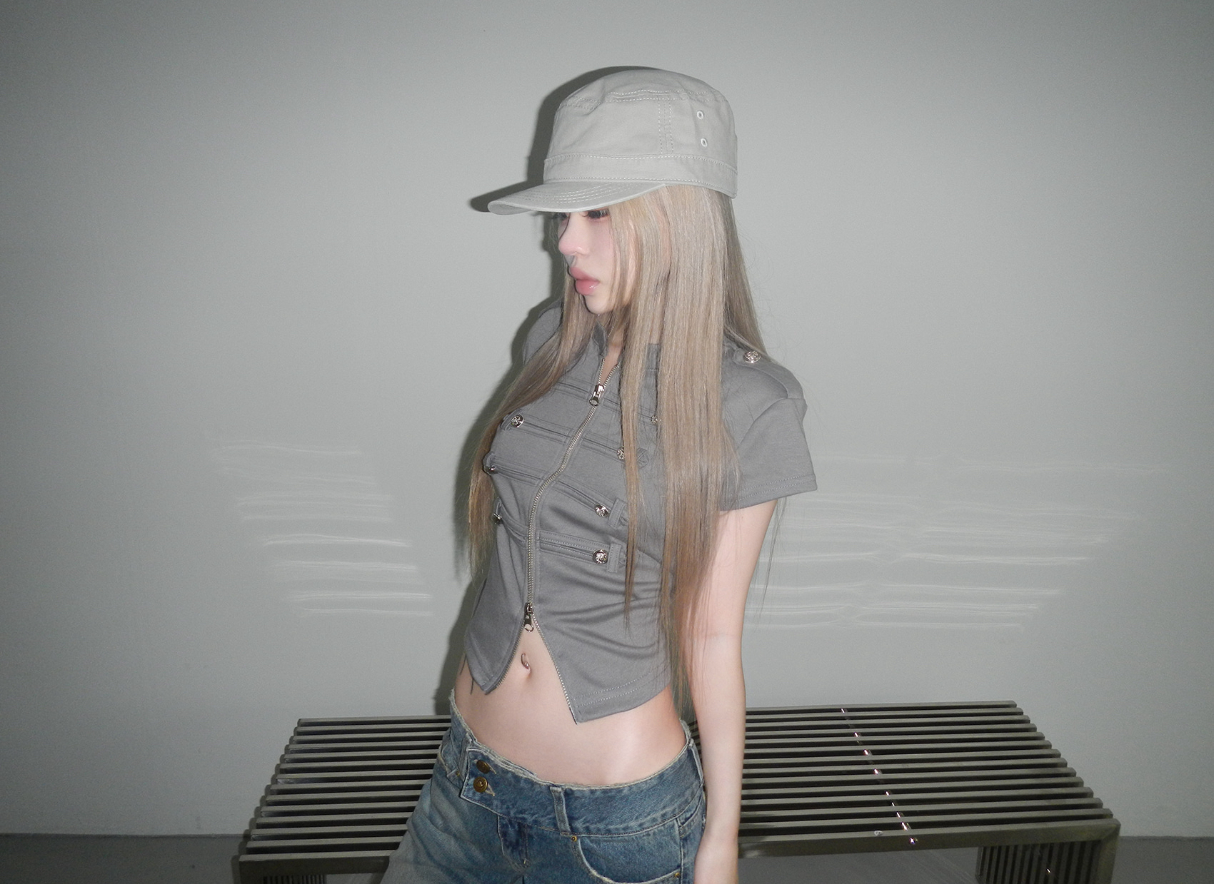 Napoleon Cropped Zip-Up Top