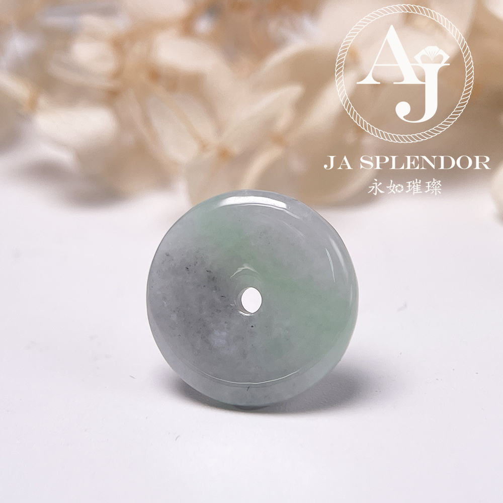 JN-3136 天然翡翠A玉 飄綠灑烏鷄平安扣