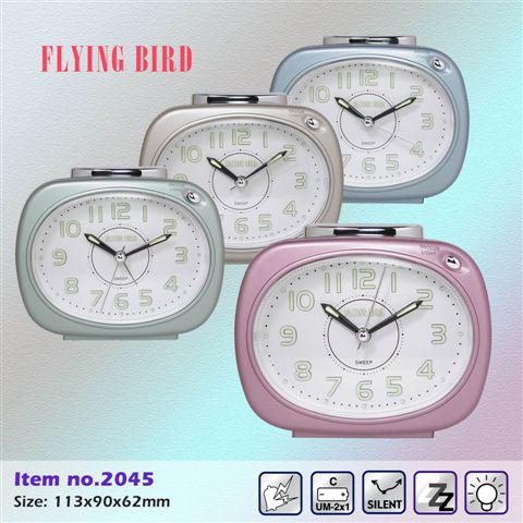 飛鳥重鬧有燈座檯鬧鐘2045