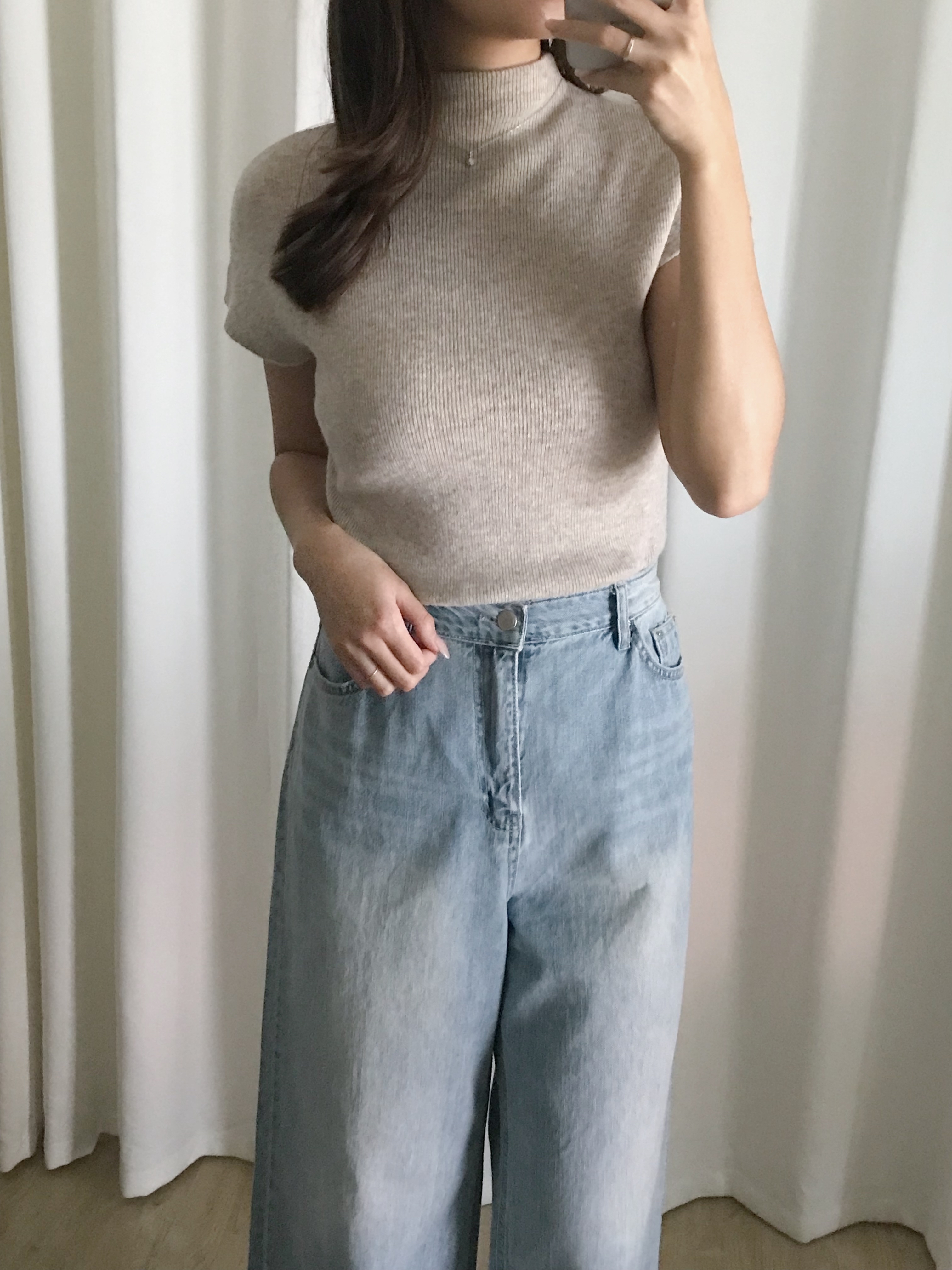 溫柔半高領針織短袖上衣(五色入)