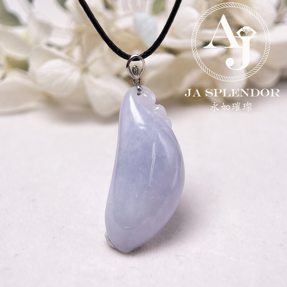 JNK-95 天然翡翠A玉 紫氣東來萬壽股果18K金吊墜