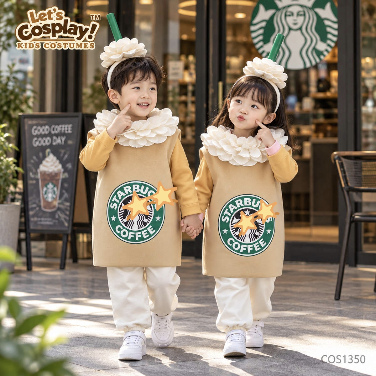 兒童咖啡杯飲品搞笑造型服,香港現貨Lets Cosplay COS1350